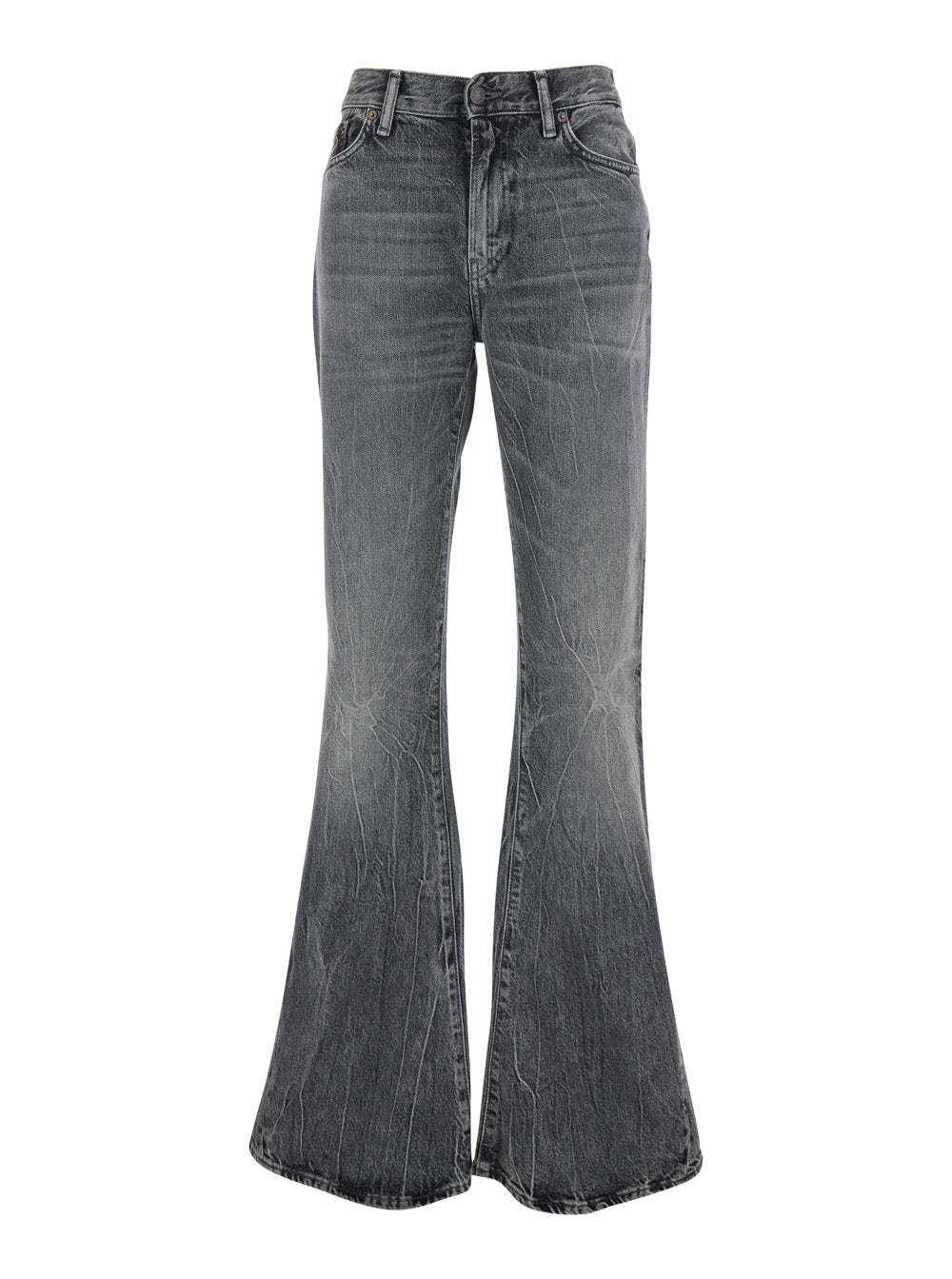 Acne Studios Women Grey Bootcut Jeans With Back Logo Patch In Denim Woman ACNE STUDIOS