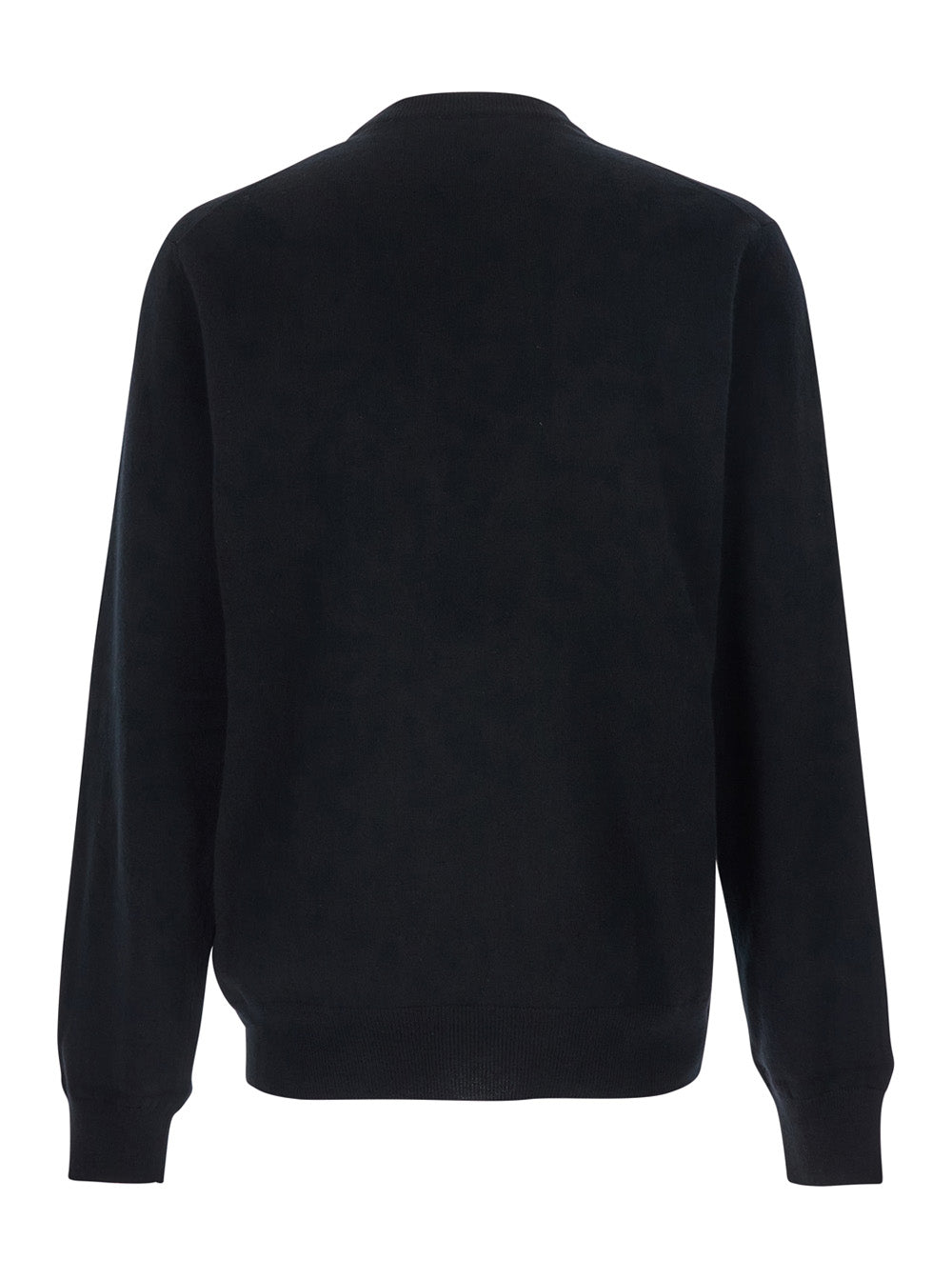 Dolce & Gabbana Men Crew Neck Sweater With Logo Lettering On The Front In Black Wool For Men