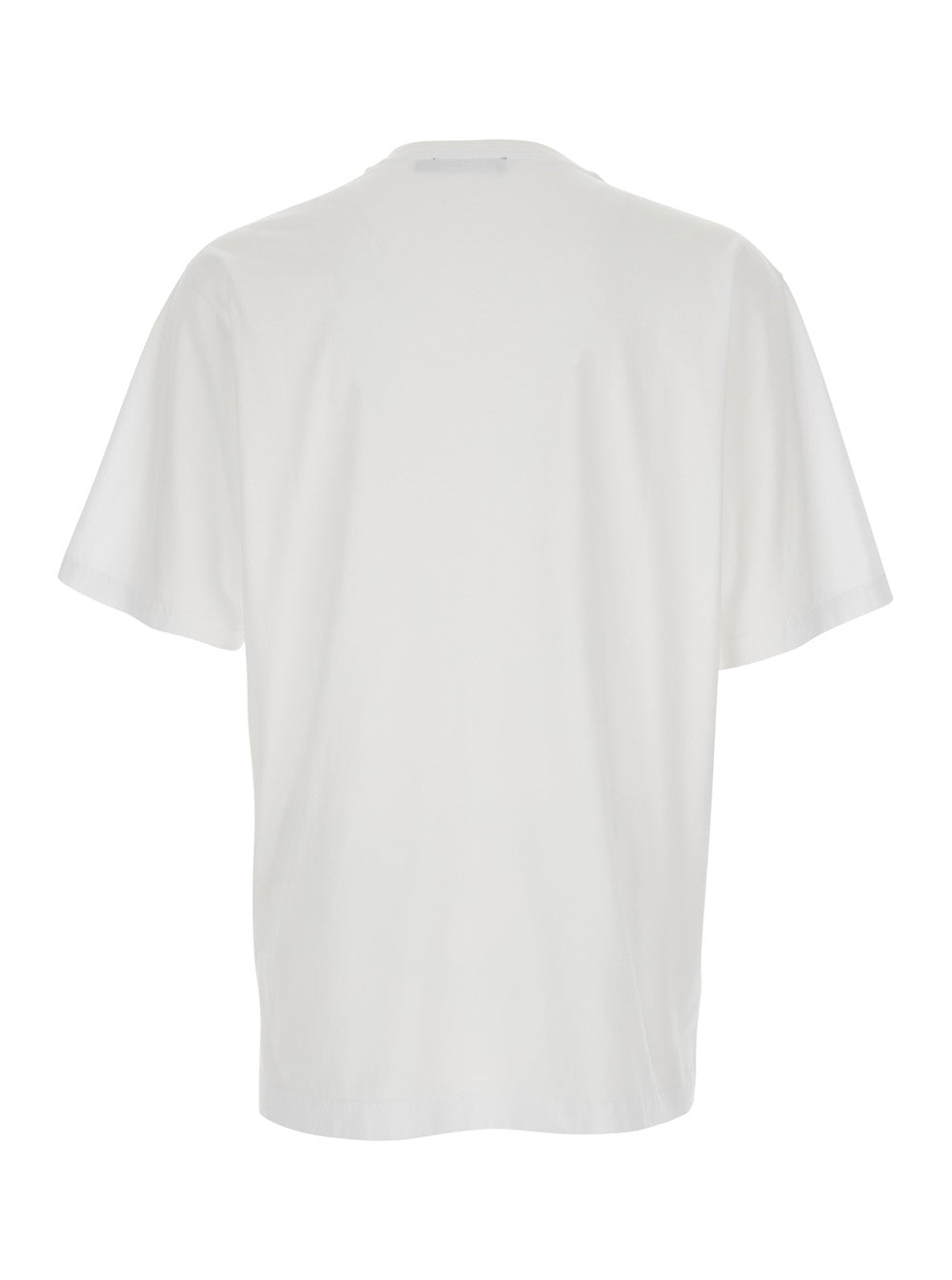 Dolce & Gabbana Men White Crew Neck T-Shirt With Logo Embroidery On The Front In Cotton For Men DOLCE & GABBANA