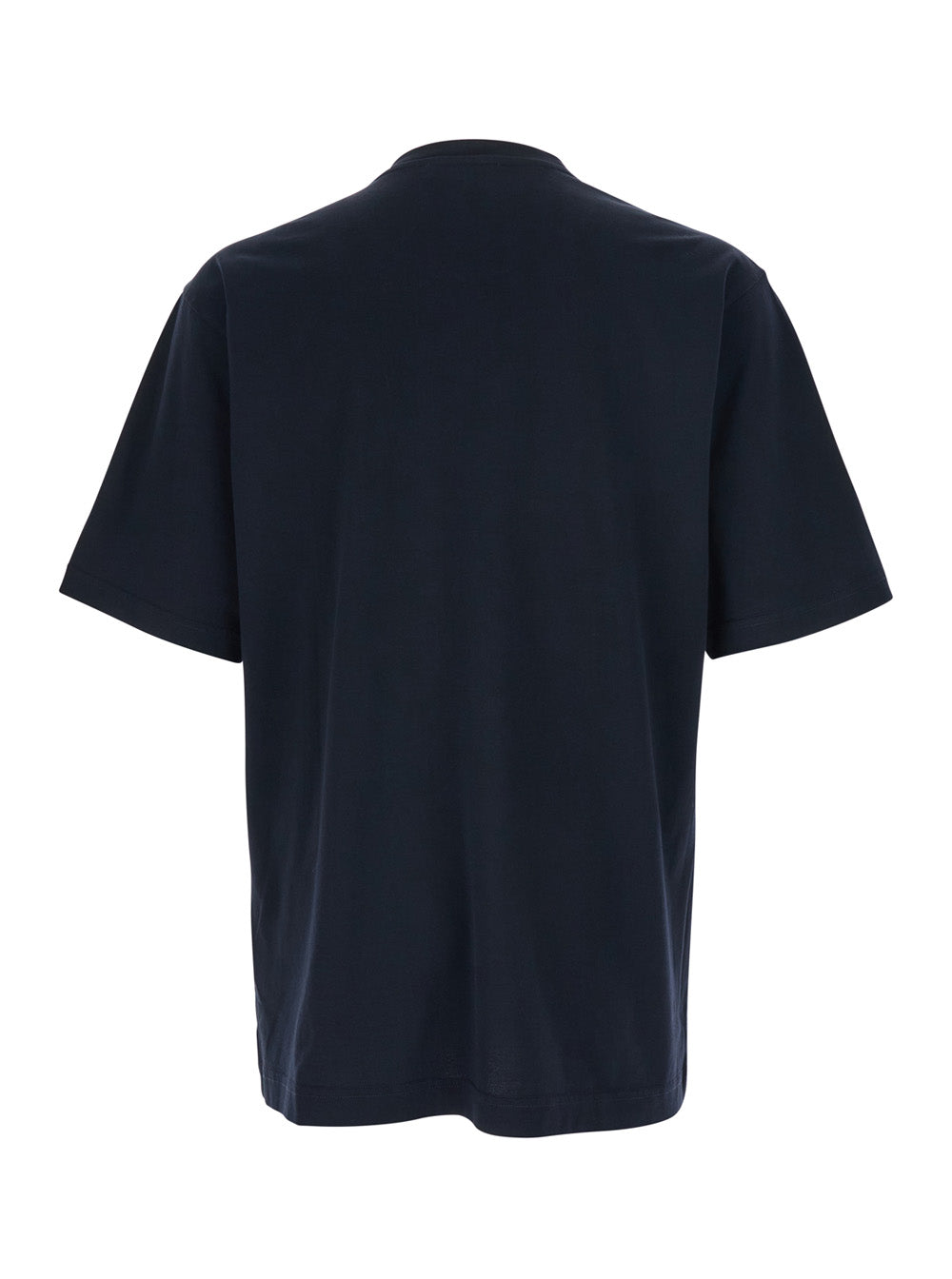 Dolce & Gabbana Men Blue Crewneck T-Shirt With Logo Embroidery On The Front In Cotton Man DOLCE & GABBANA