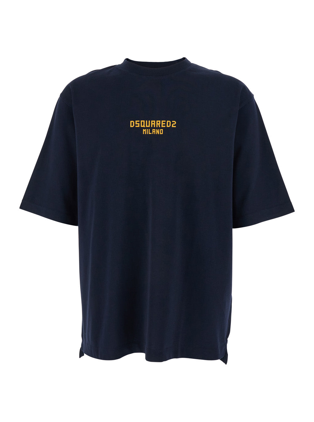Dsquared2 Men Blue T-Shirt With Logo Print On The Front In Cotton Man DSQUARED2