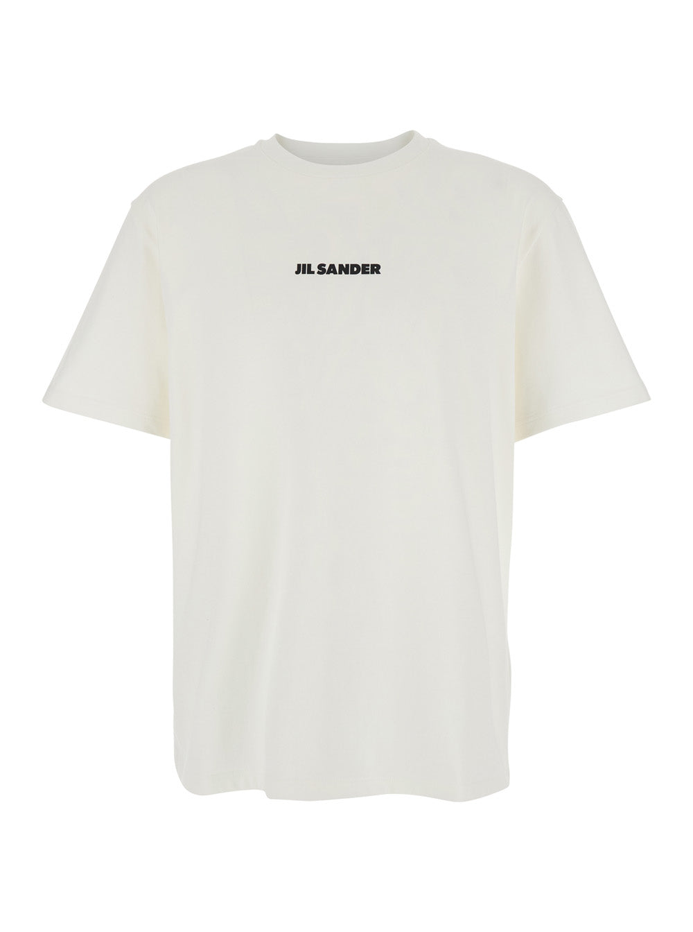Jil Sander Men White Crewneck T-Shirt With Logo Lettering On The Front In Cotton Man JIL SANDER