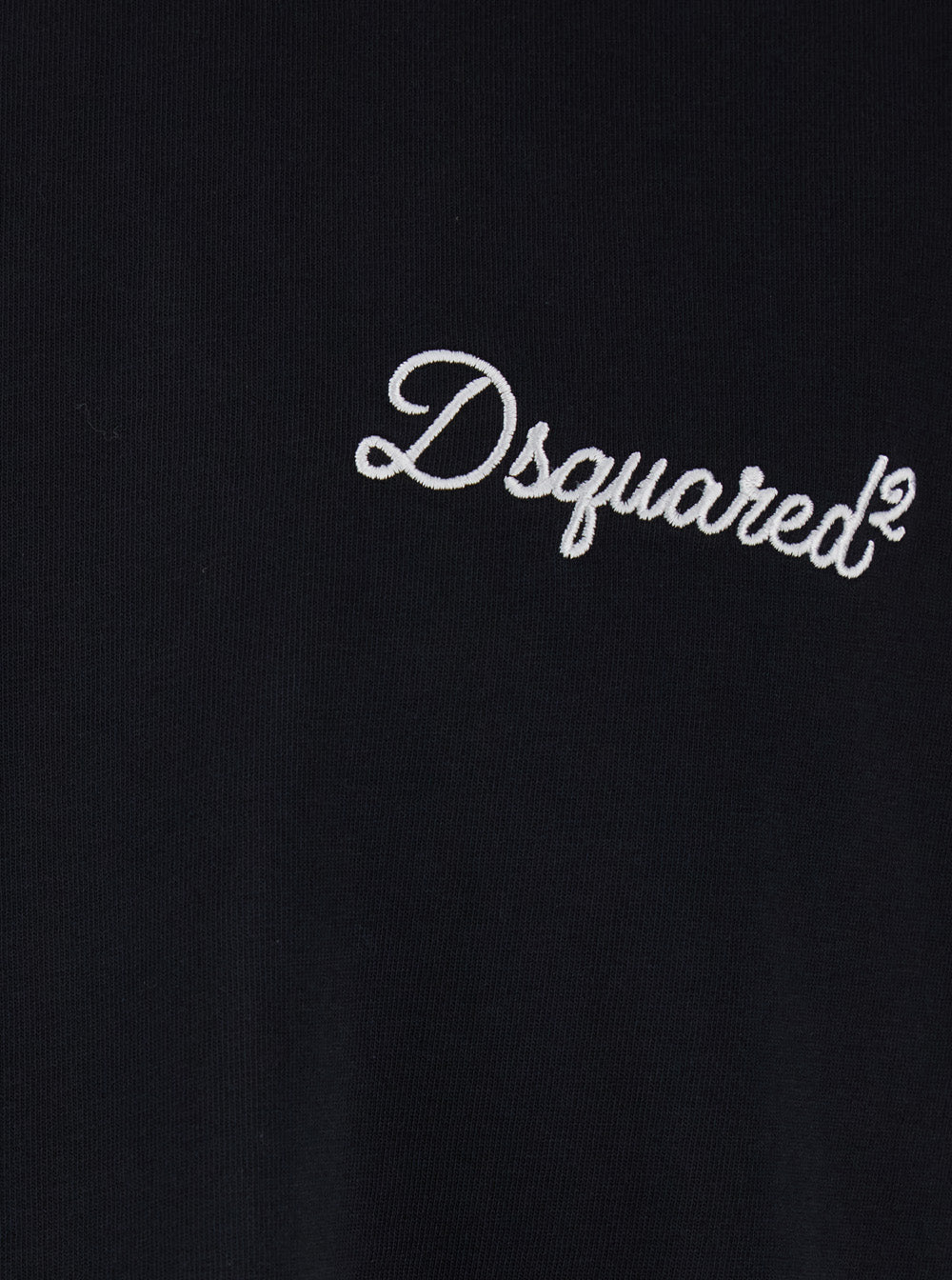 Dsquared2 Men Black T-Shirt With Embroidered Logo On The Chest In Cotton Man DSQUARED2