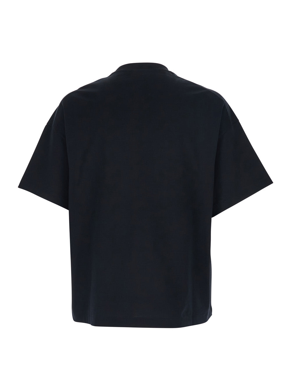 Jil Sander Men Black Crew Neck T-Shirt With Maxi Logo Lettering On The Front In Cotton For Men JIL SANDER