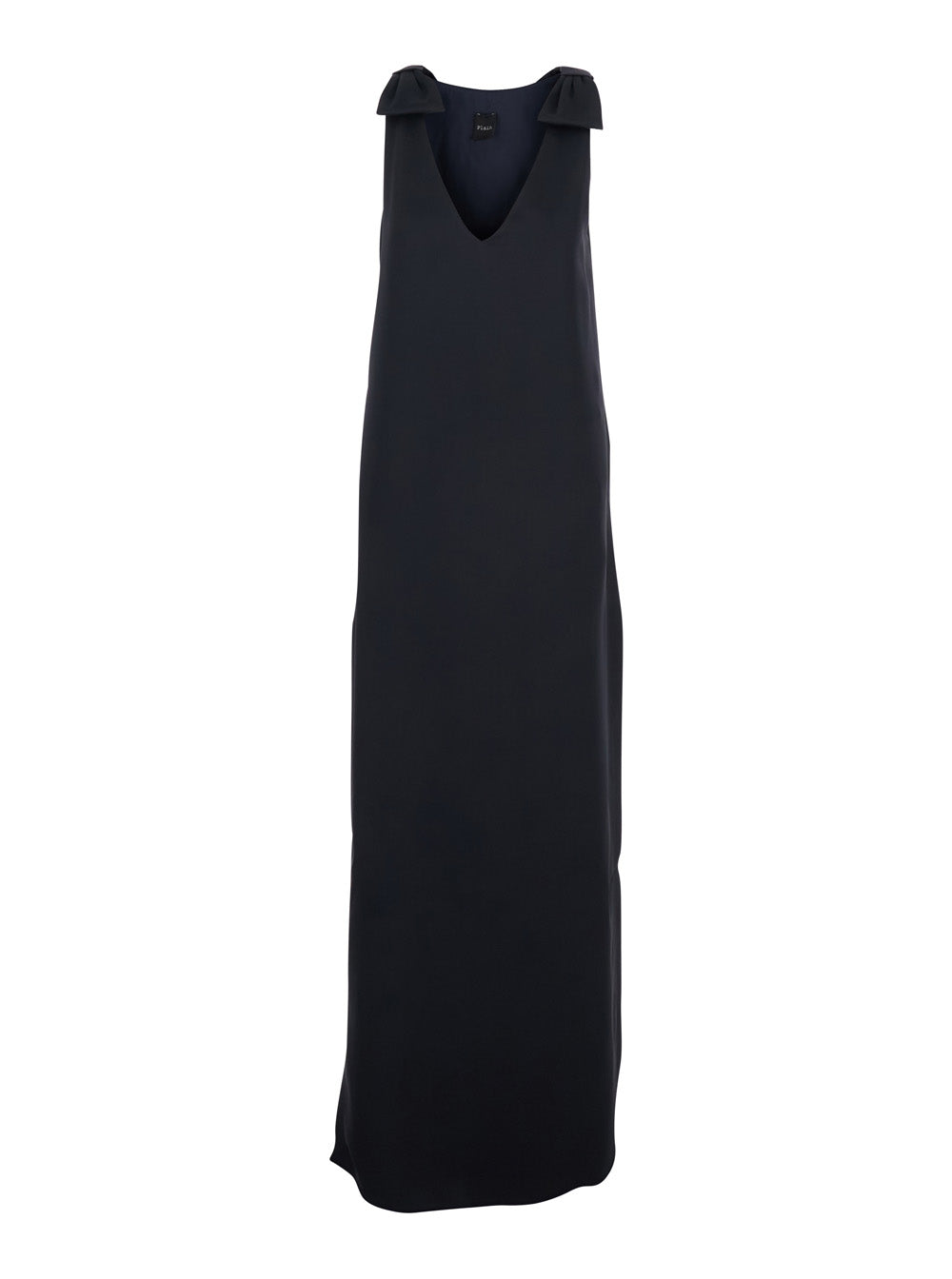 Leplain Women Long Dark Blue Dress With V-Neck And Side Slits In Women's Fabric LEPLAIN