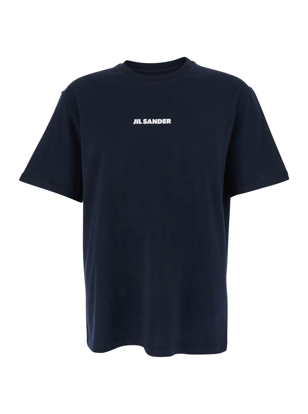 Jil Sander Men Blue T-Shirt With Logo Lettering On The Front In Cotton For Men JIL SANDER