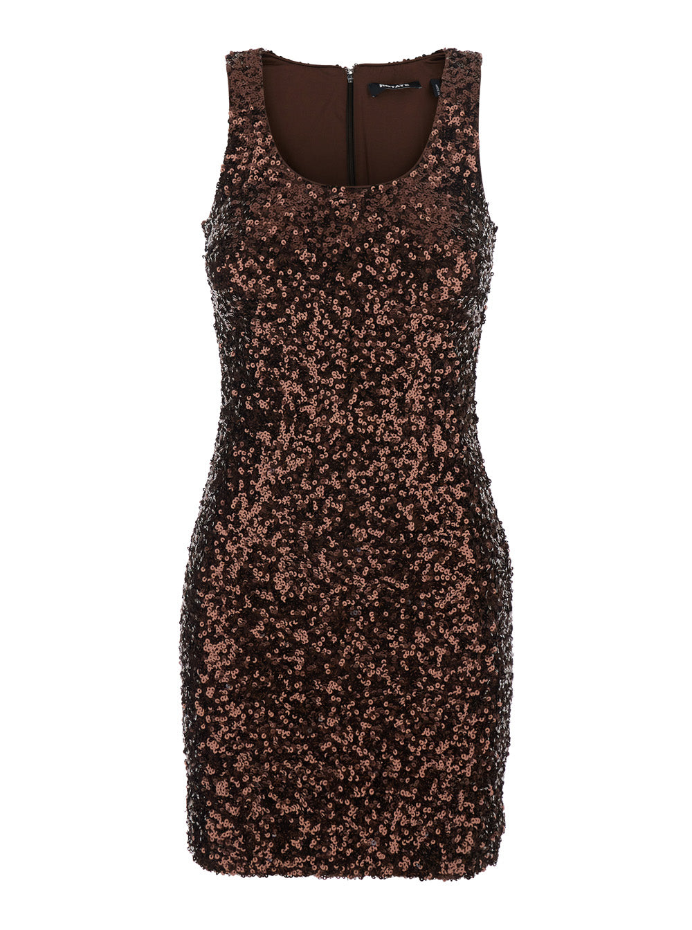 Rotate Women Dress With U-Neck And All-Over Applied Sequins In Brown For Women ROTATE