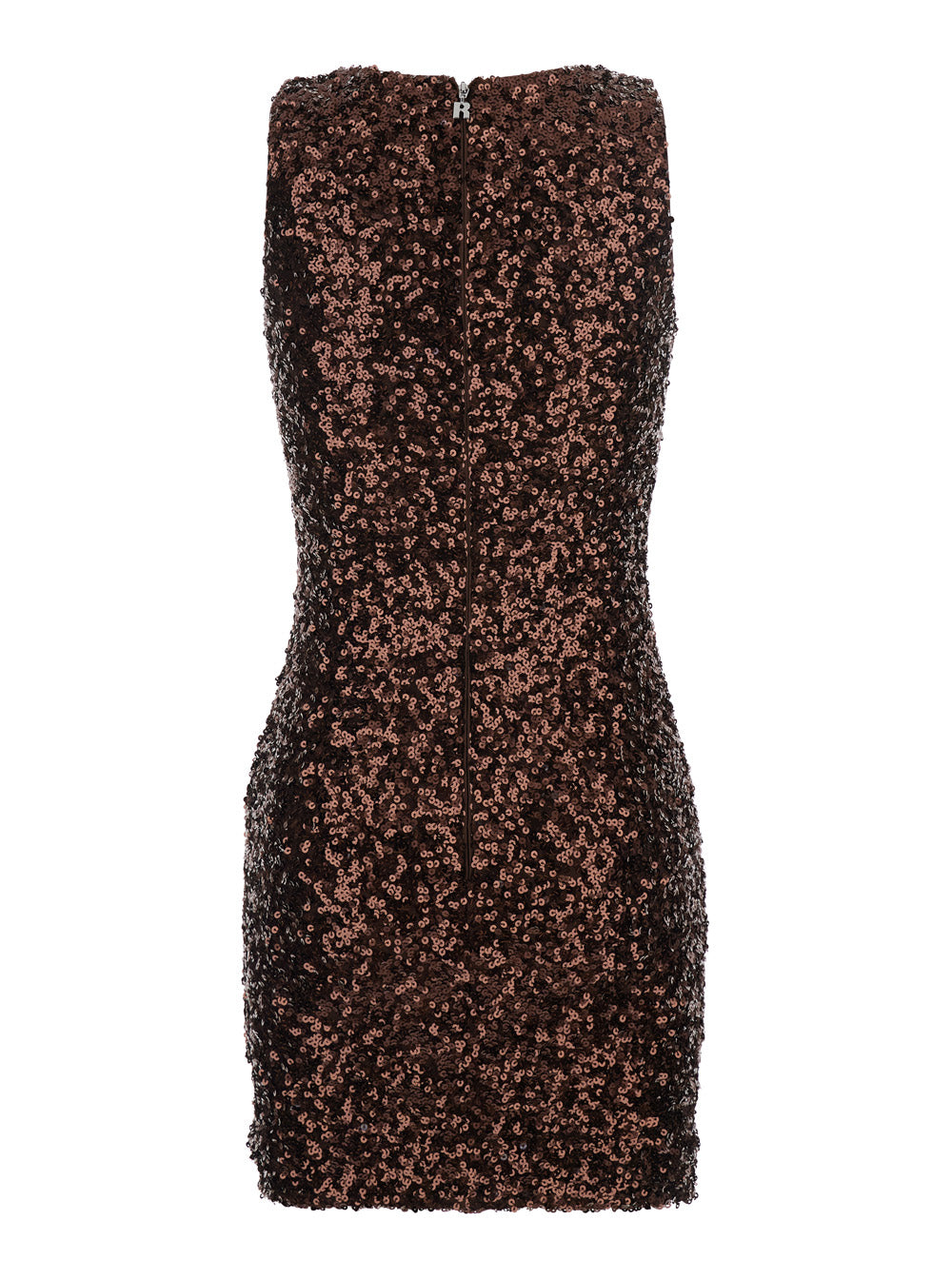 Rotate Women Dress With U-Neck And All-Over Applied Sequins In Brown For Women ROTATE