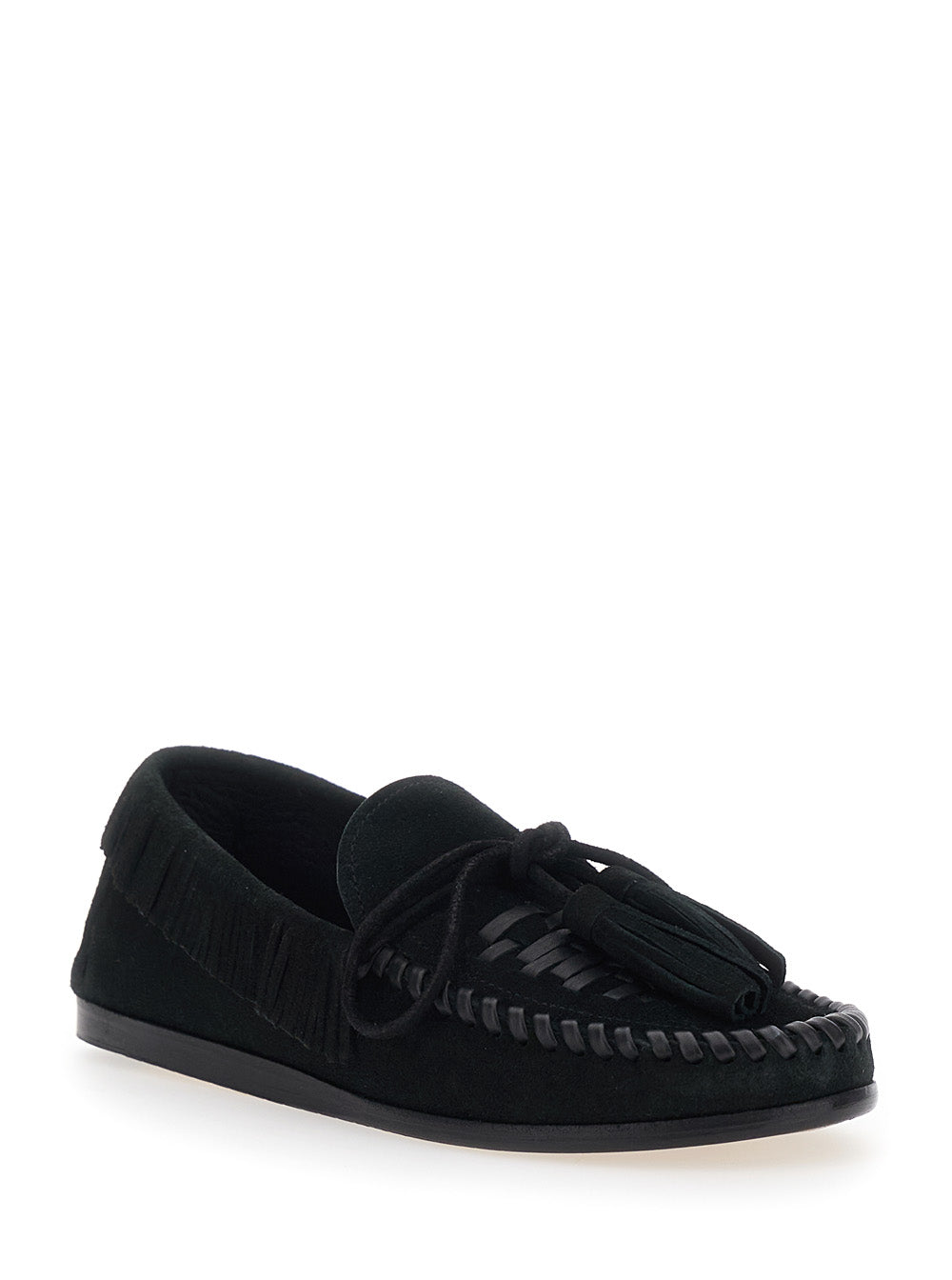 Isabel Marant Women 'Fitza' Black Loafers With Fringed Details And Front Bow In Suede Woman ISABEL MARANT