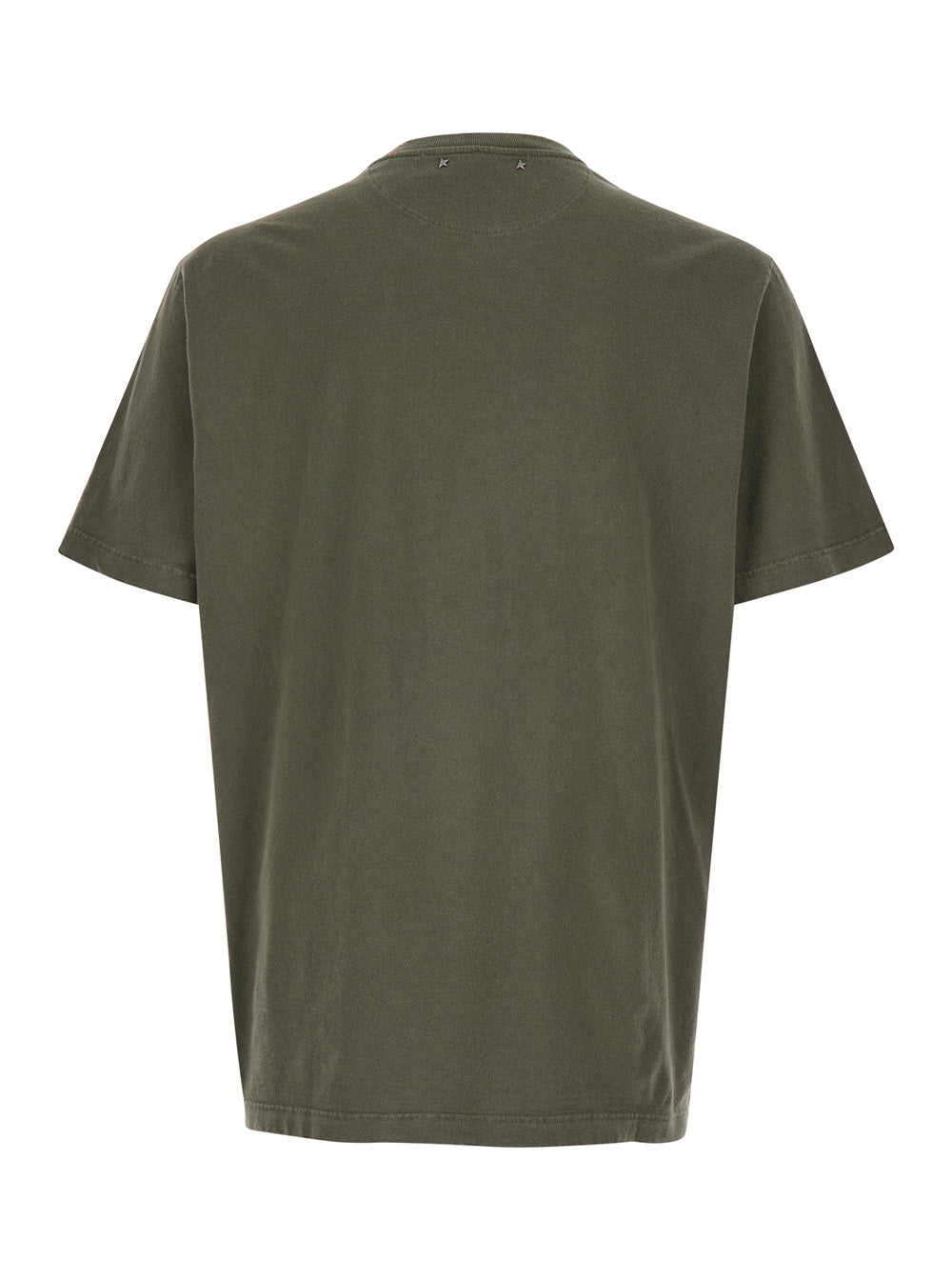 Golden Goose Men Green T-Shirt With Front Logo And Front Patch Logo In Cotton For Men GOLDEN GOOSE