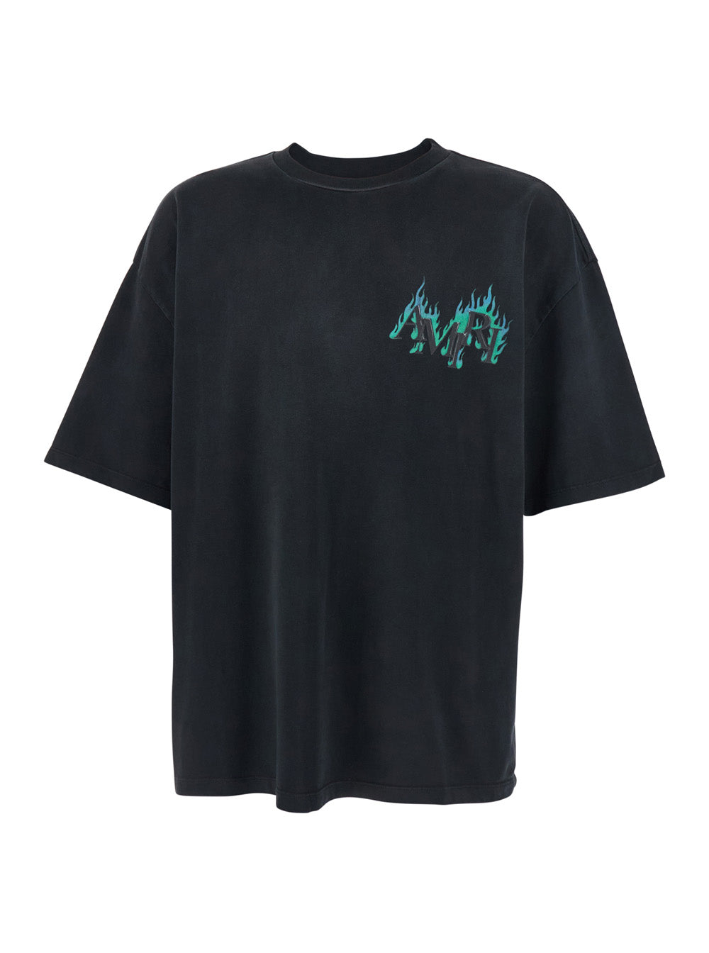 Amiri Men Black Crewneck T-Shirt With Logo Lettering On Front And Rear In Cotton Man AMIRI
