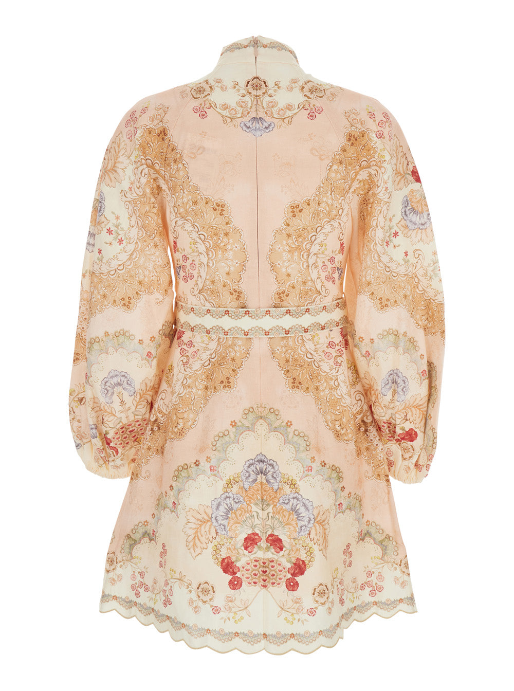 Zimmermann Women Midi Dress 'Daylight' With Front Belt And All-Over Floral Motif In Multicolor Linen For Women ZIMMERMANN