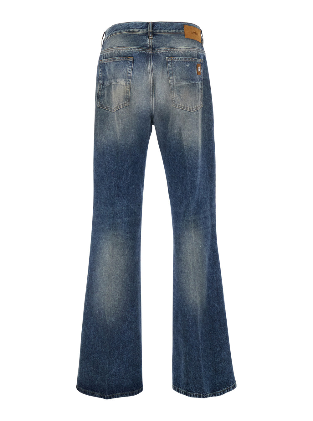 Amiri Men Blue Jeans With Rips On The Front And Logo Patch On The Back In Cotton Man AMIRI