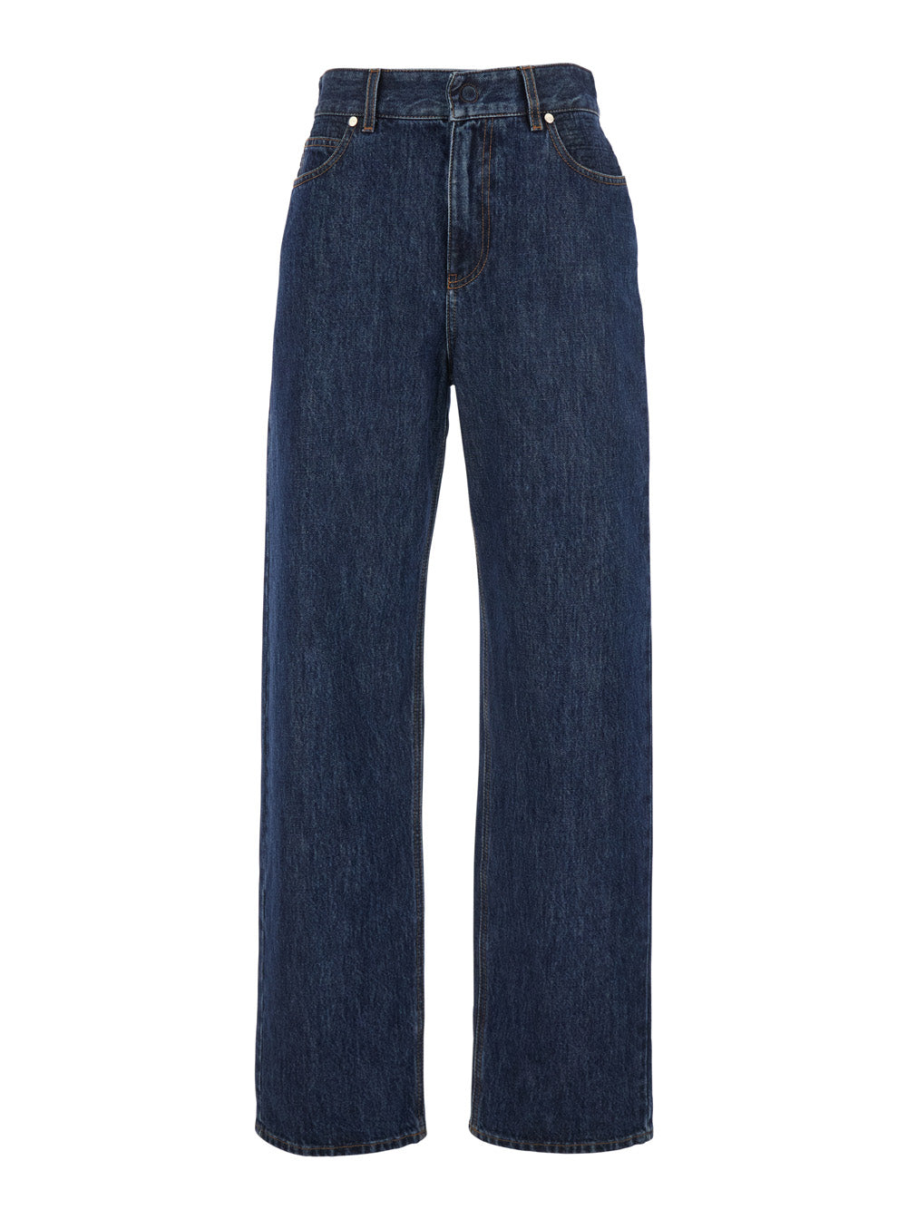 Fendi Women Blue Five-Pocket Jeans With Logo Patch On The Back In Denim For Women FENDI