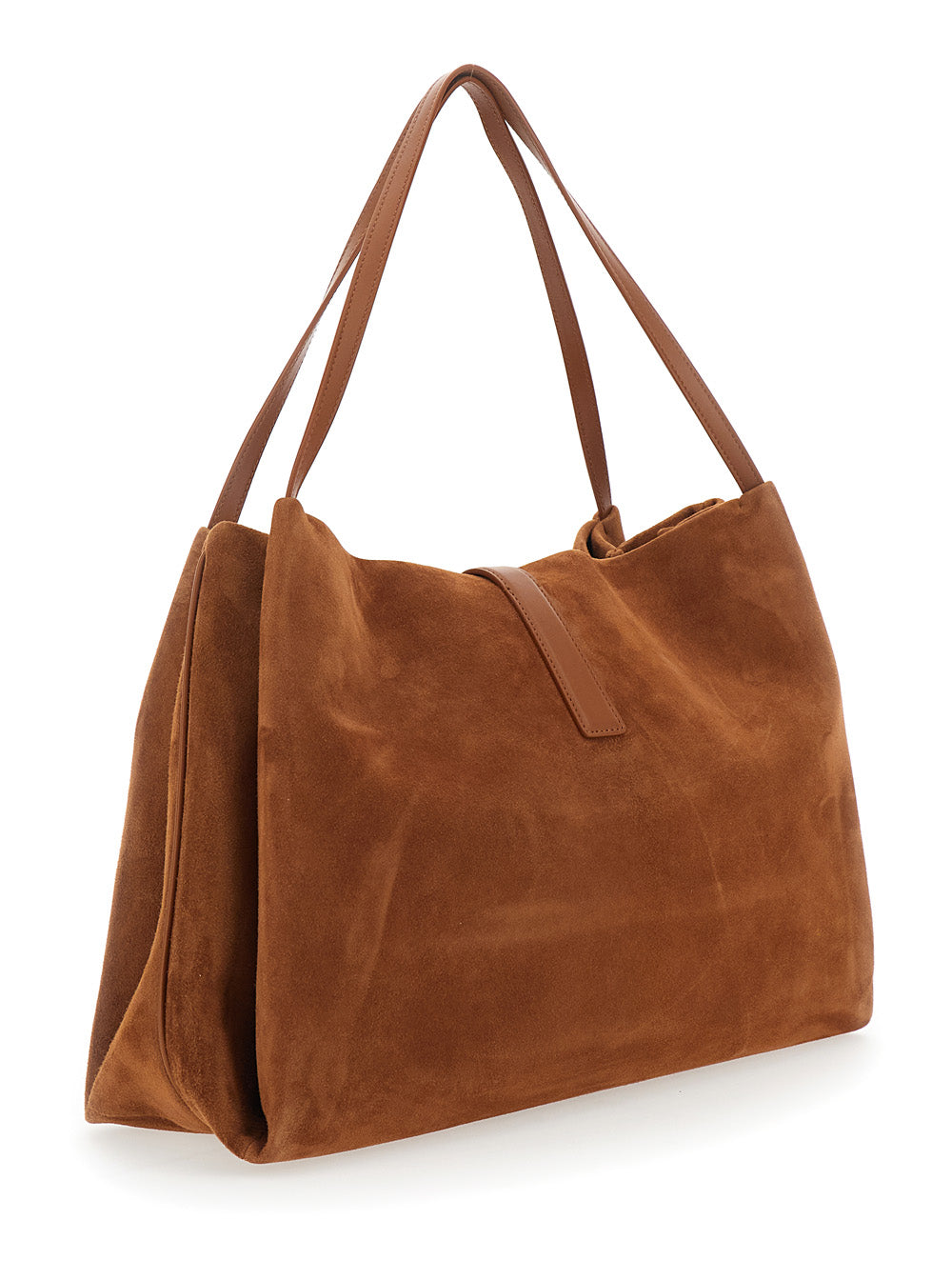 Ferragamo Women Brown Shoulder Bag With Two Top Handles And Gancini Plaque On The Front In Suede Woman FERRAGAMO