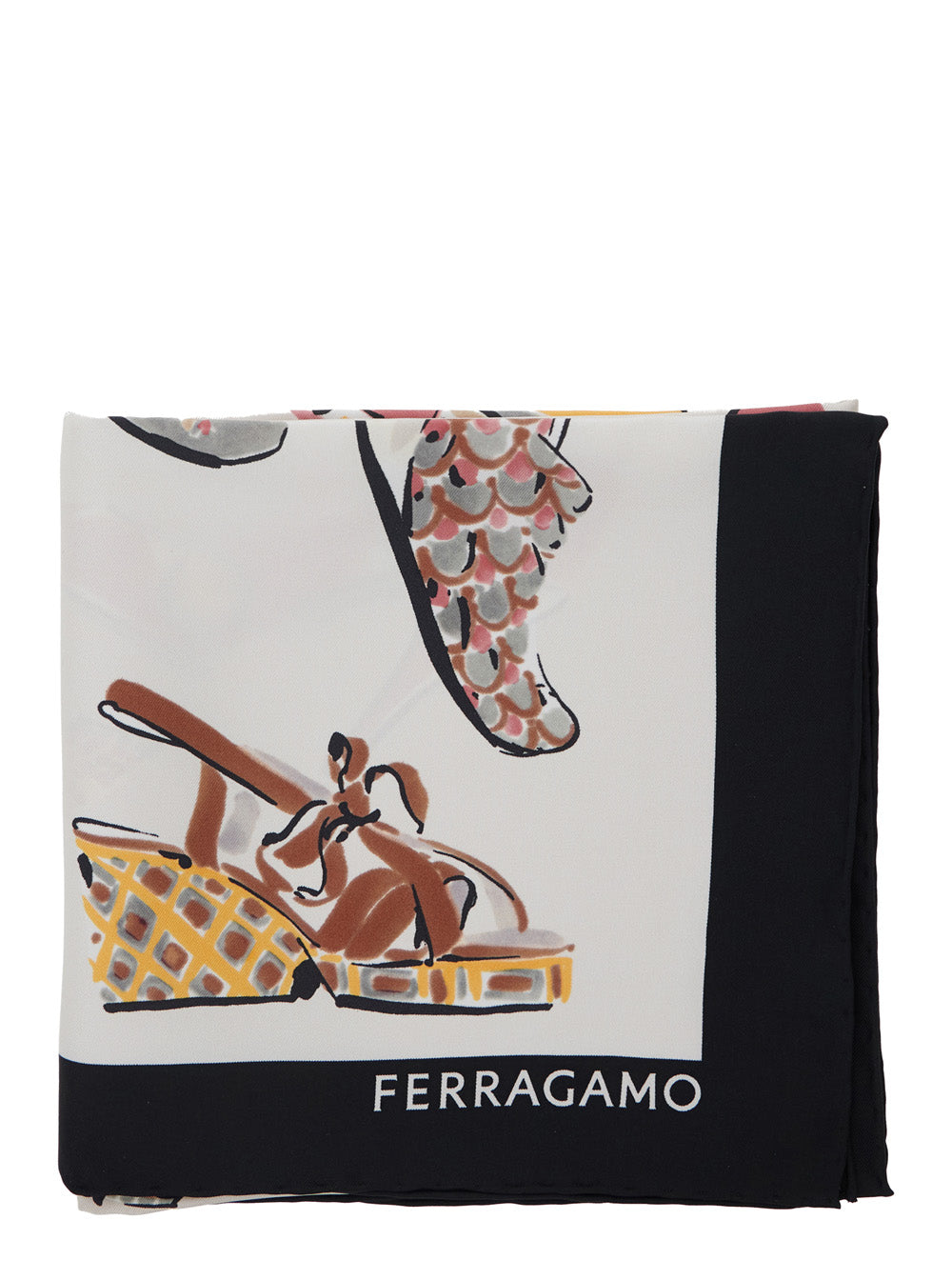 Ferragamo Women Multicolor Scarf With All-Over Print And Logo Lettering In Silk Woman FERRAGAMO