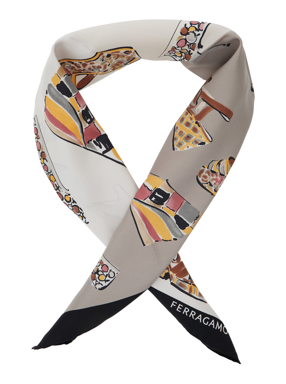 Ferragamo Women Multicolor Scarf With All-Over Print And Logo Lettering In Silk Woman FERRAGAMO