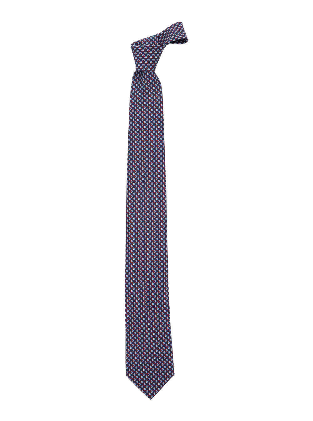 Ferragamo Men Blue Tie With Rear Tie Closure And All-Over Gancini Print In Silk Man FERRAGAMO