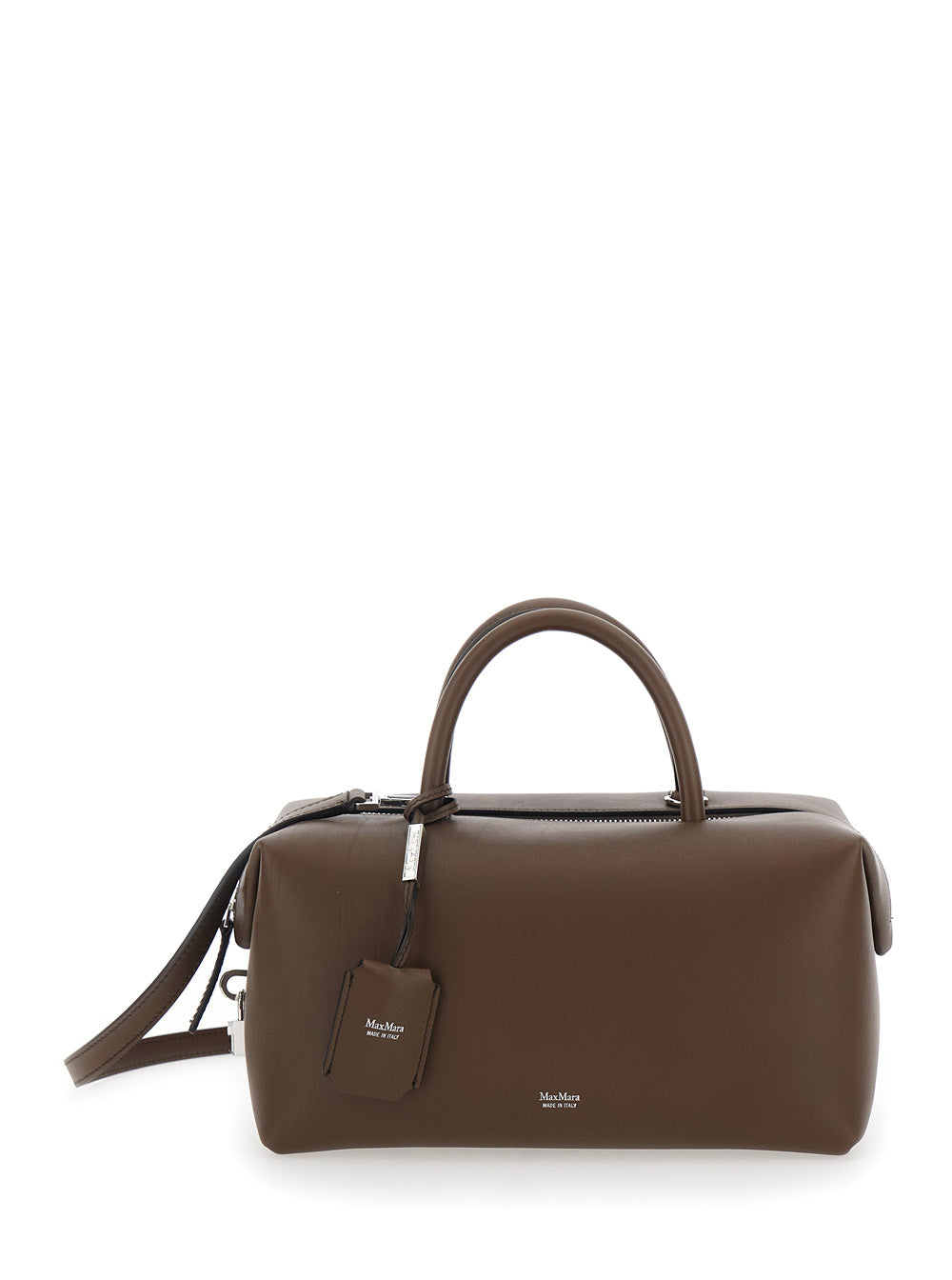 Max Mara Women Brown Handbag With Adjustable And Removable Shoulder Strap And Logo Lettering On The Front In Leather Woman MAX MARA