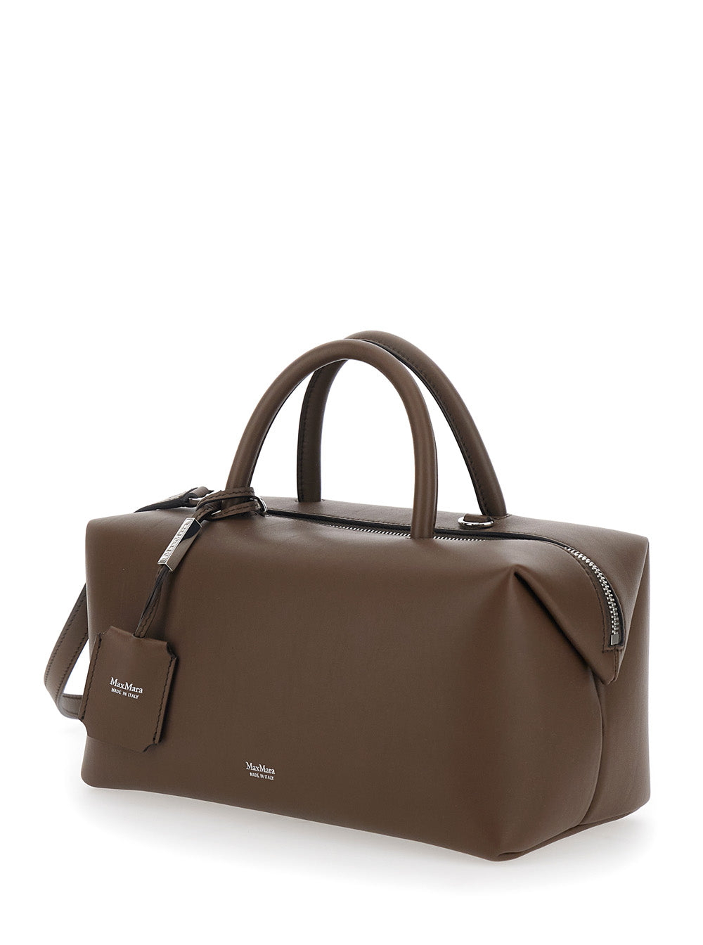 Max Mara Women Brown Handbag With Adjustable And Removable Shoulder Strap And Logo Lettering On The Front In Leather Woman MAX MARA
