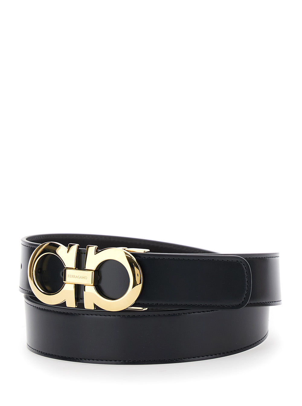 Ferragamo Men Black Belt With Gancini Buckle In Leather Man FERRAGAMO