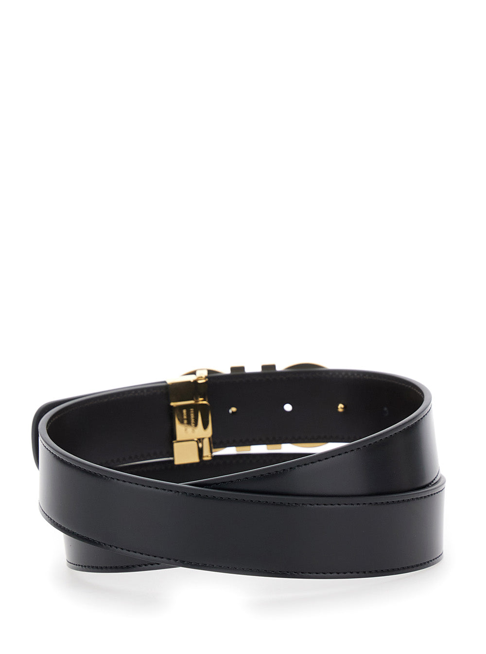 Ferragamo Men Black Belt With Gancini Buckle In Leather Man FERRAGAMO