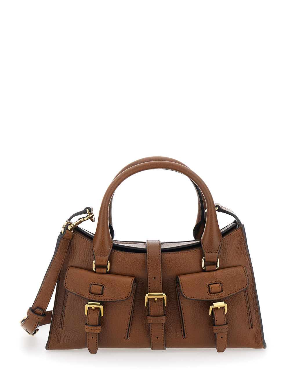 Mulberry Women 'Roxanne' Brown Small Handbag With Adjustable And Removable Shoulder Strap And Two Front Pockets In Leather Woman MULBERRY