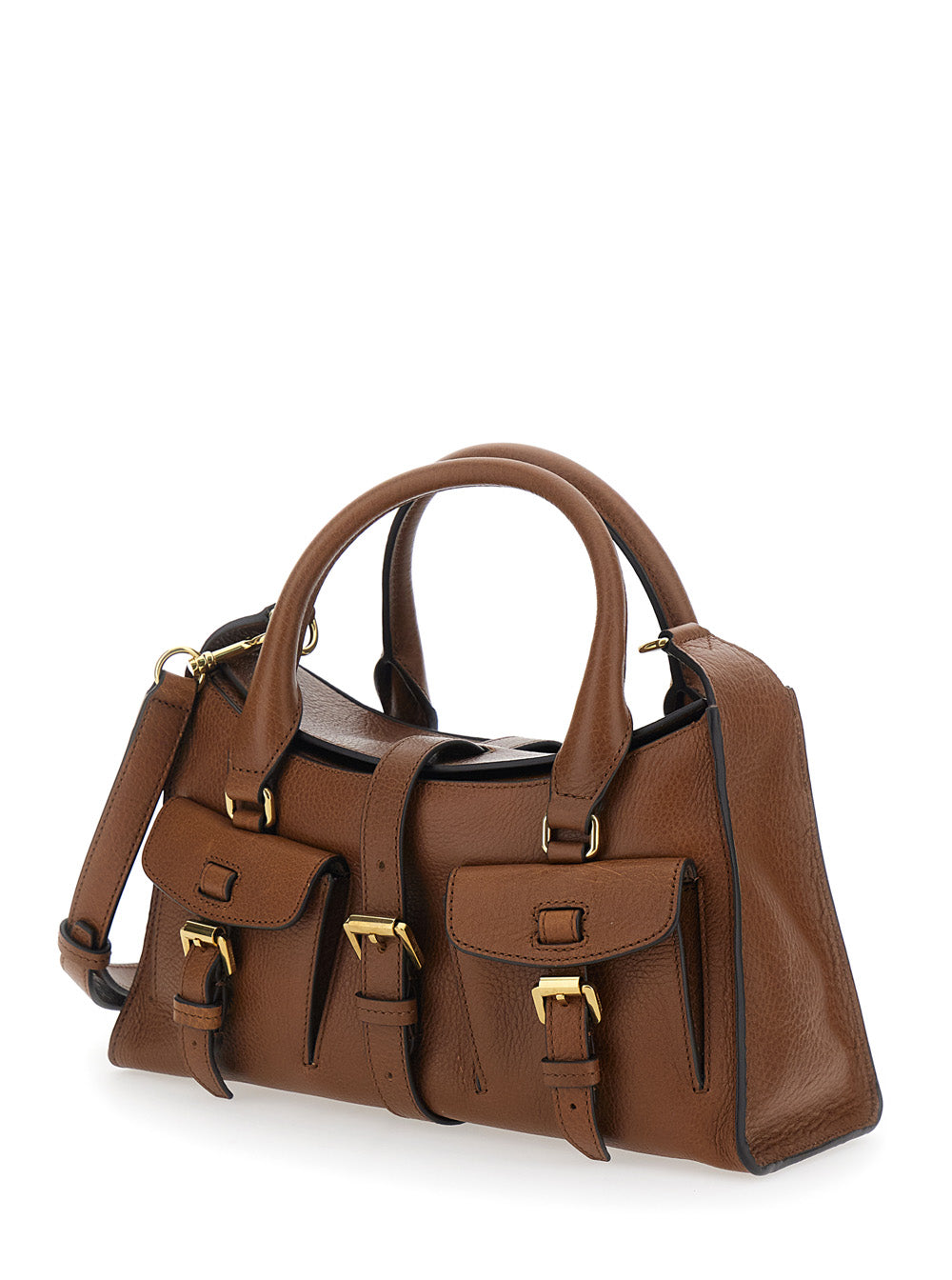 Mulberry Women 'Roxanne' Brown Small Handbag With Adjustable And Removable Shoulder Strap And Two Front Pockets In Leather Woman MULBERRY