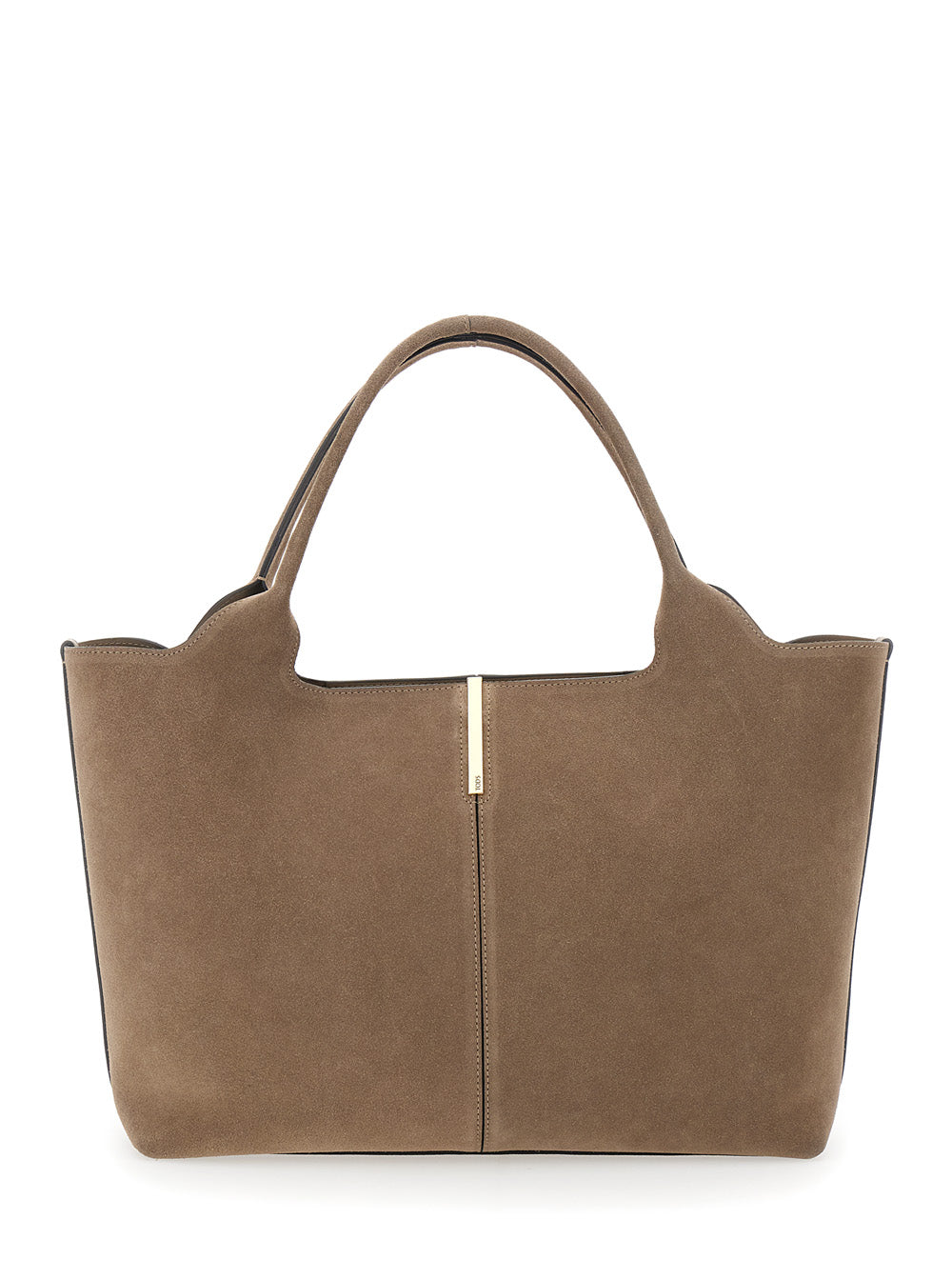 Tod's Women 'Ebr' Beige Tote Bag With Logo Plaque On The Front And Contrasting Stitching In Suede Woman TOD'S