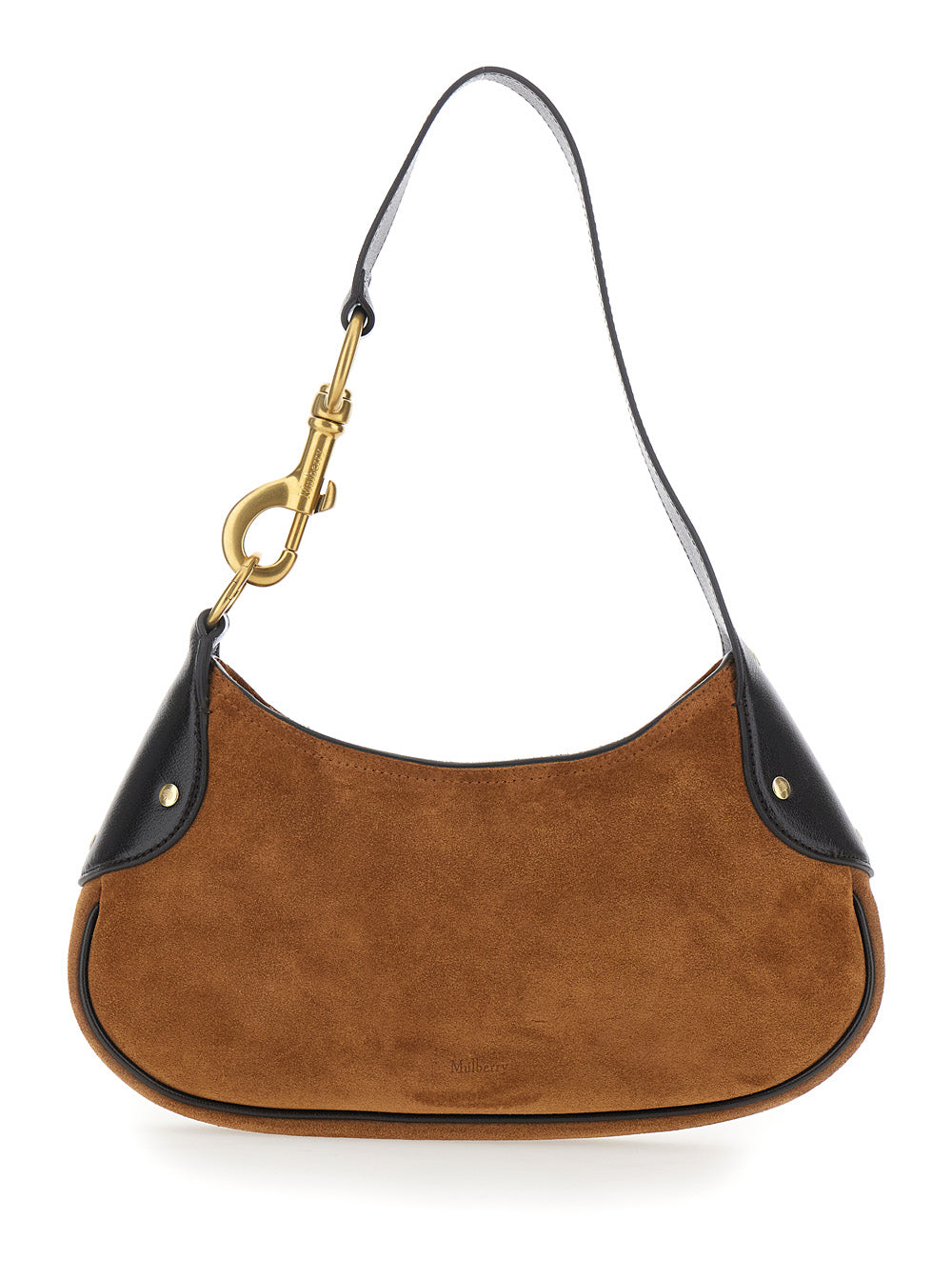 Mulberry Women 'Hackney' Brown Shoulder Bag With Logo Imprinted On The Front In Suede Woman MULBERRY