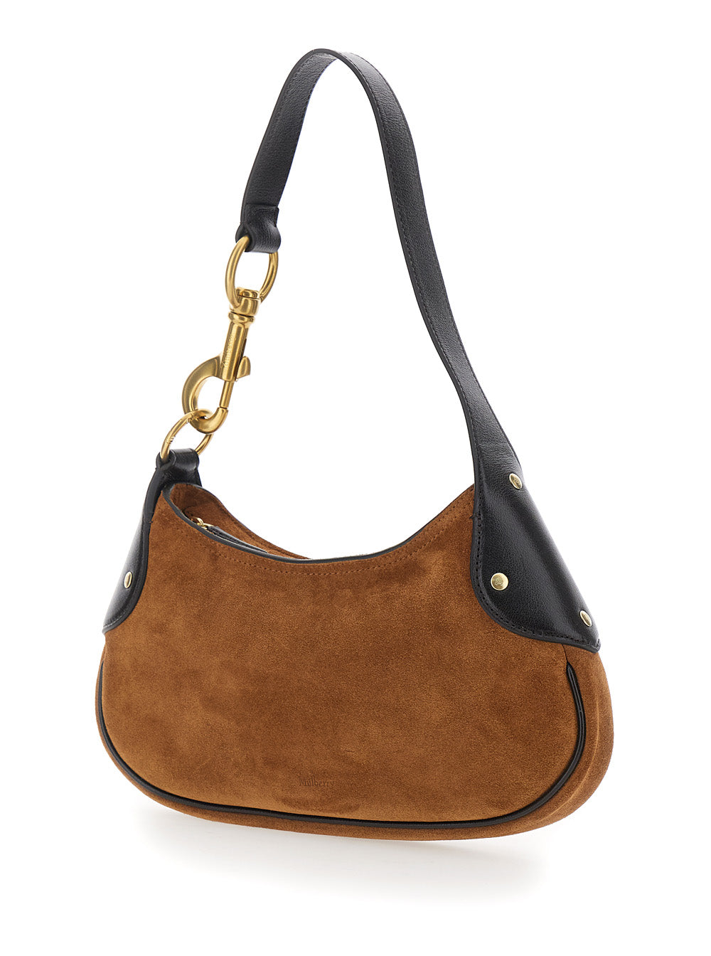 Mulberry Women 'Hackney' Brown Shoulder Bag With Logo Imprinted On The Front In Suede Woman MULBERRY