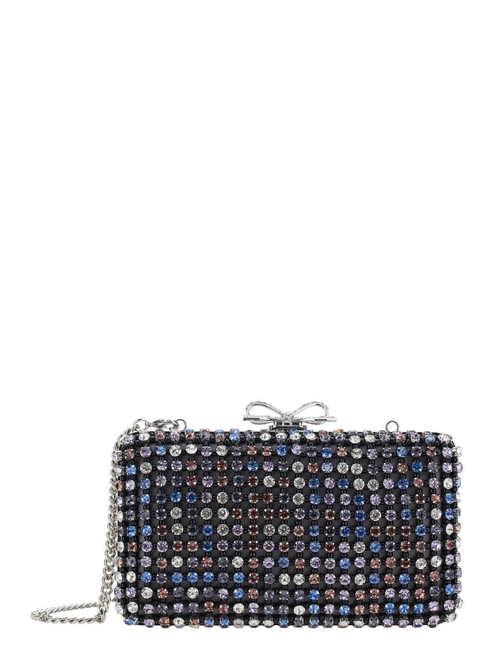Self-Portrait Women Multicolor Clutch With Crystal Embellishments On The Front And Snap Bow Closure In Tech Fabric Woman SELF-PORTRAIT