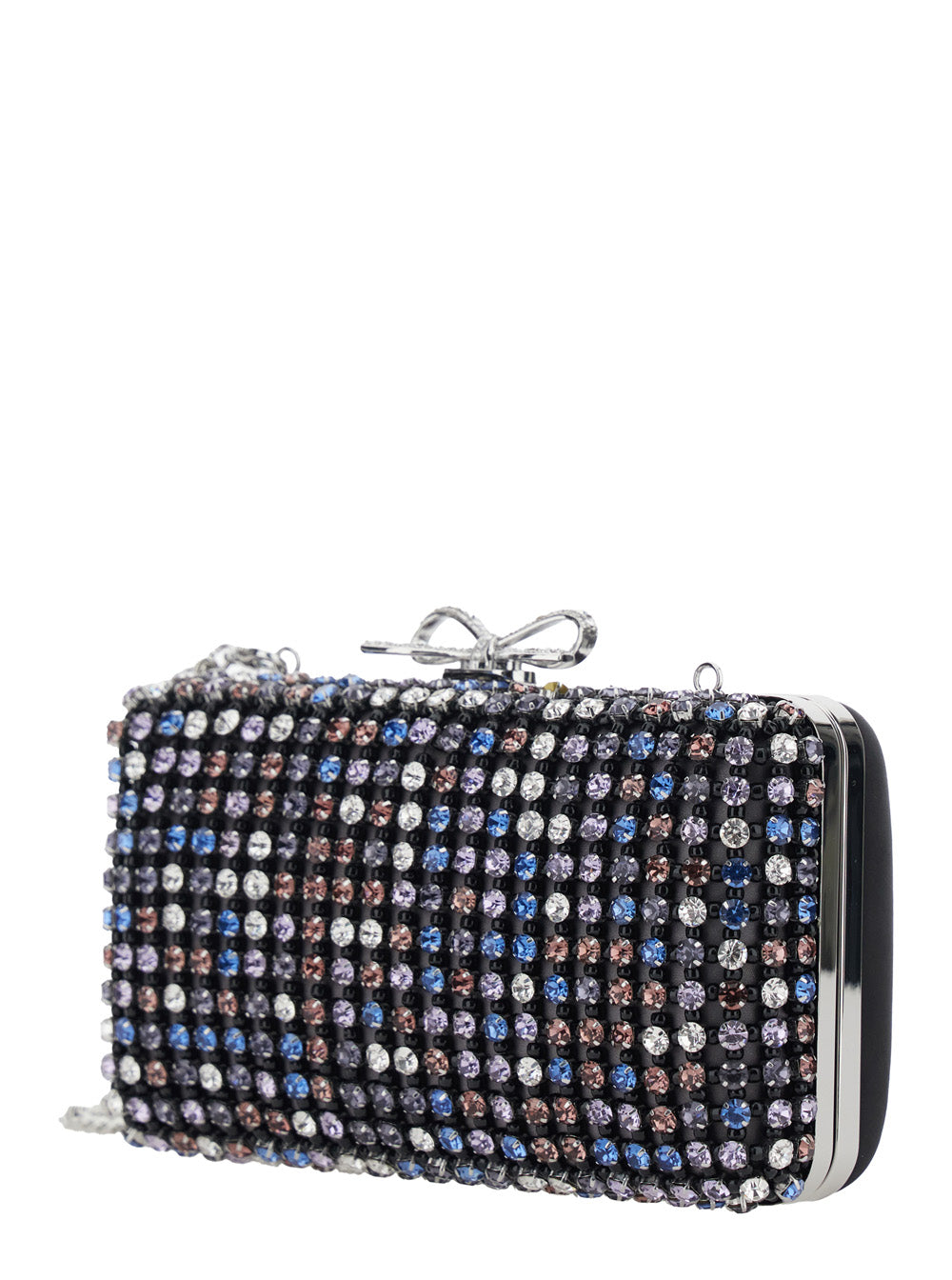 Self-Portrait Women Multicolor Clutch With Crystal Embellishments On The Front And Snap Bow Closure In Tech Fabric Woman SELF-PORTRAIT
