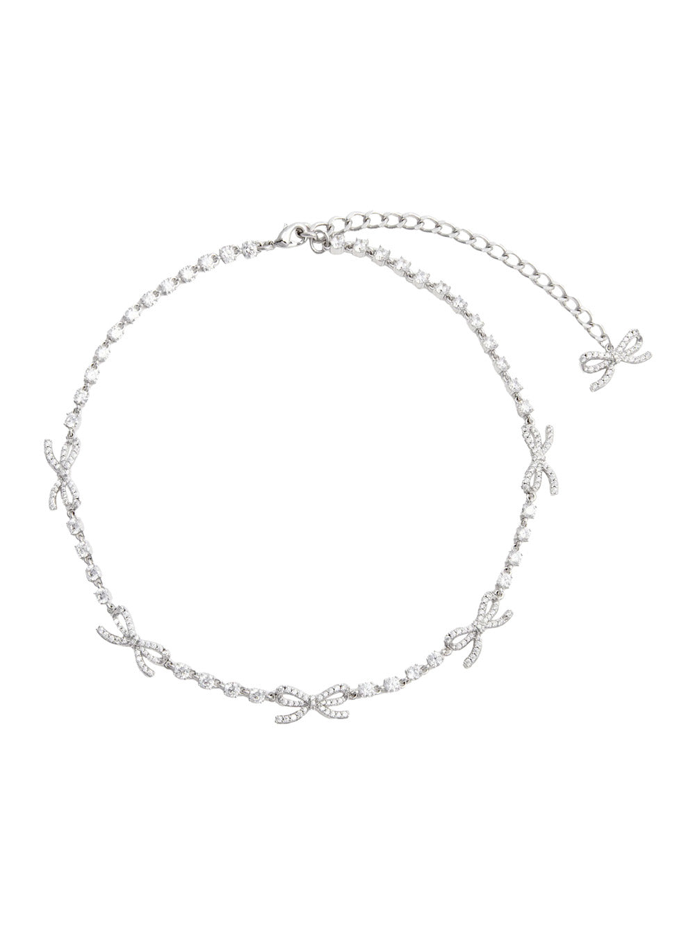 Self-Portrait Women Silver Colored Necklace With Bows And Crystal Embellishments In Copper Woman SELF-PORTRAIT