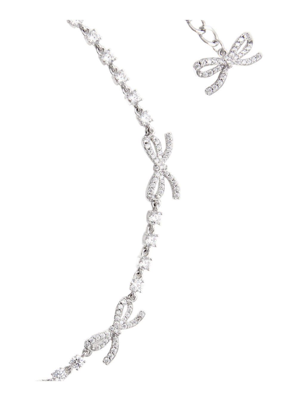 Self-Portrait Women Silver Colored Necklace With Bows And Crystal Embellishments In Copper Woman SELF-PORTRAIT