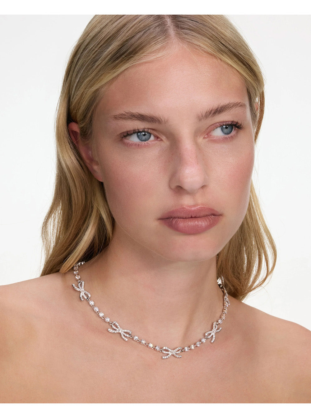 Self-Portrait Women Silver Colored Necklace With Bows And Crystal Embellishments In Copper Woman SELF-PORTRAIT