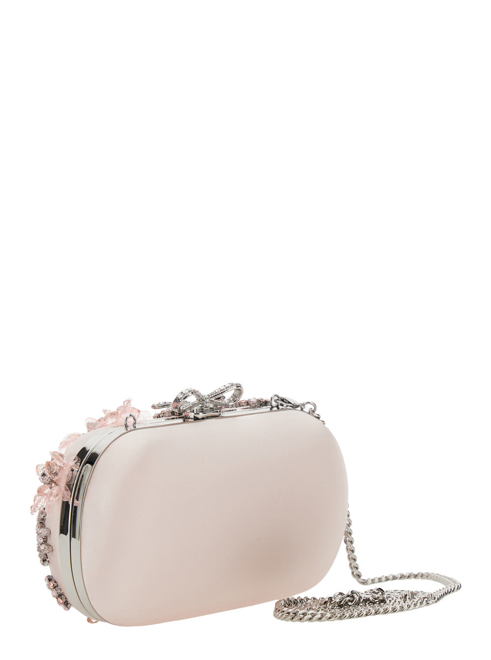 Self-Portrait Women Floral Bow Clutch With Floral Decorations And Tech Fabric Bow Detail Pink Women SELF-PORTRAIT