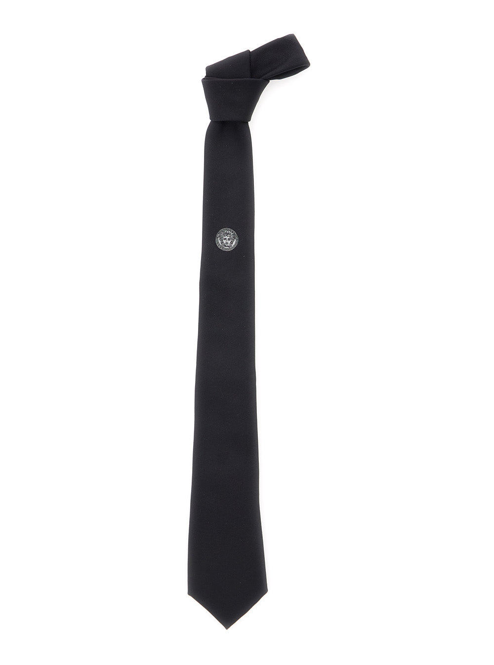 Versace Men Black Tie With Medusa On The Front In Silk Man VERSACE