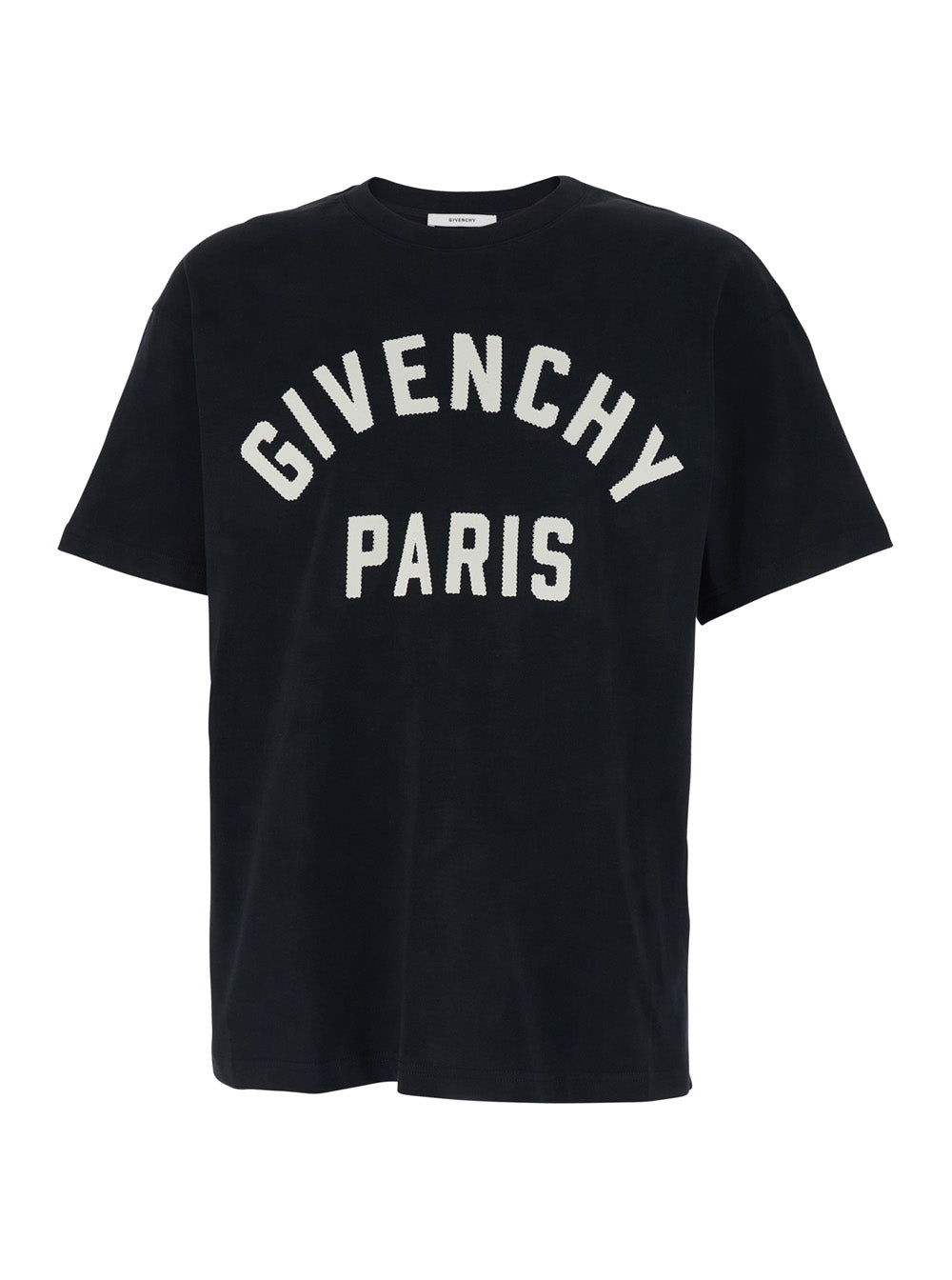 Givenchy Men Black Crewneck T-Shirt With Maxi Logo Lettering On The Front In Cotton Man GIVENCHY