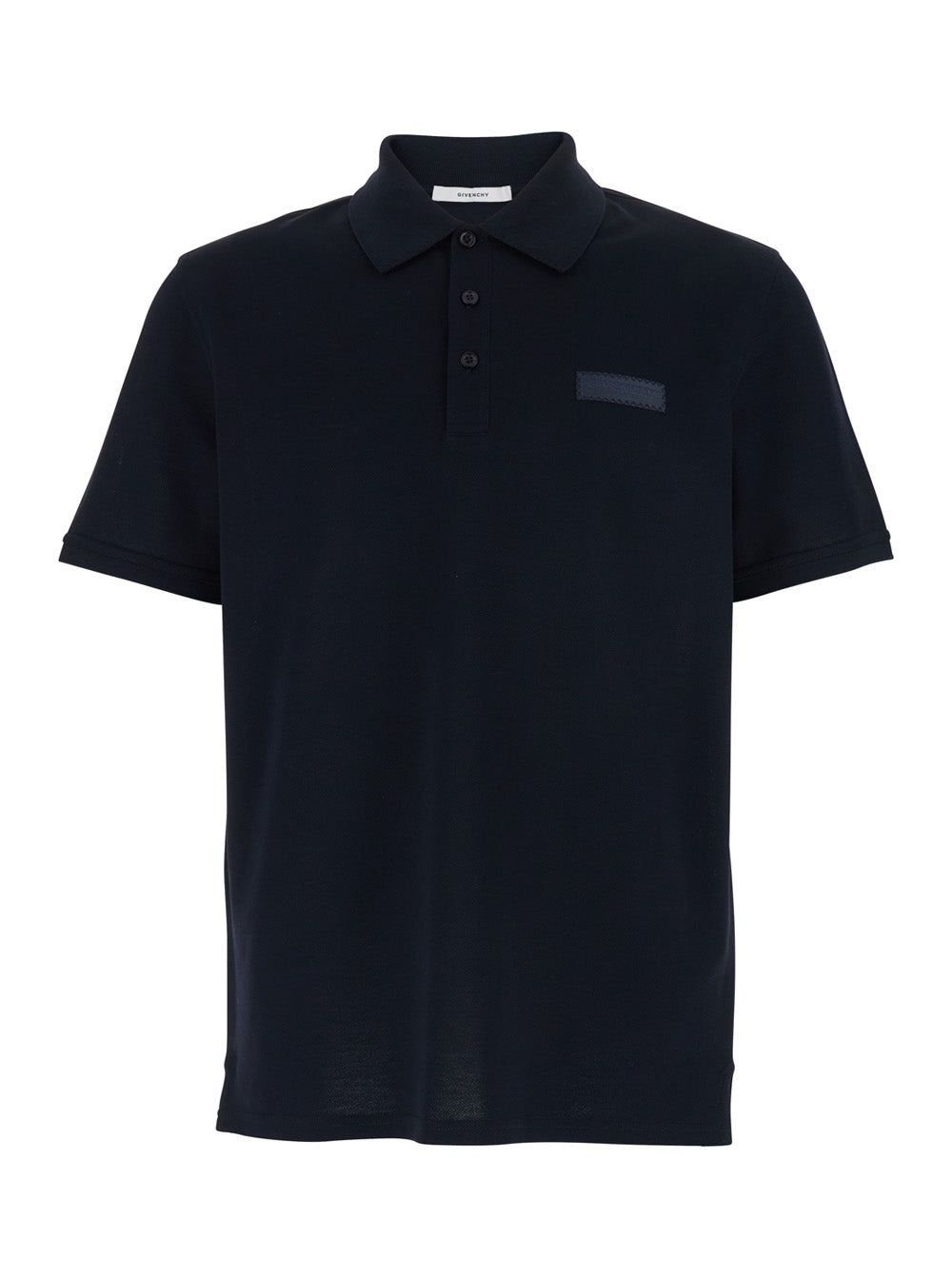 Givenchy Men Blue Polo Shirt With Classic Collar And Logo Patch On The Front In Cotton Man GIVENCHY