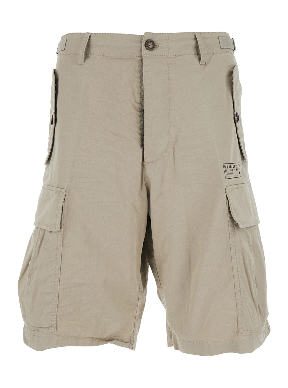 Dsquared2 Men Beige Shorts With Wide Leg And Four Pockets With Flap And Button In Stretch Cotton For Men
