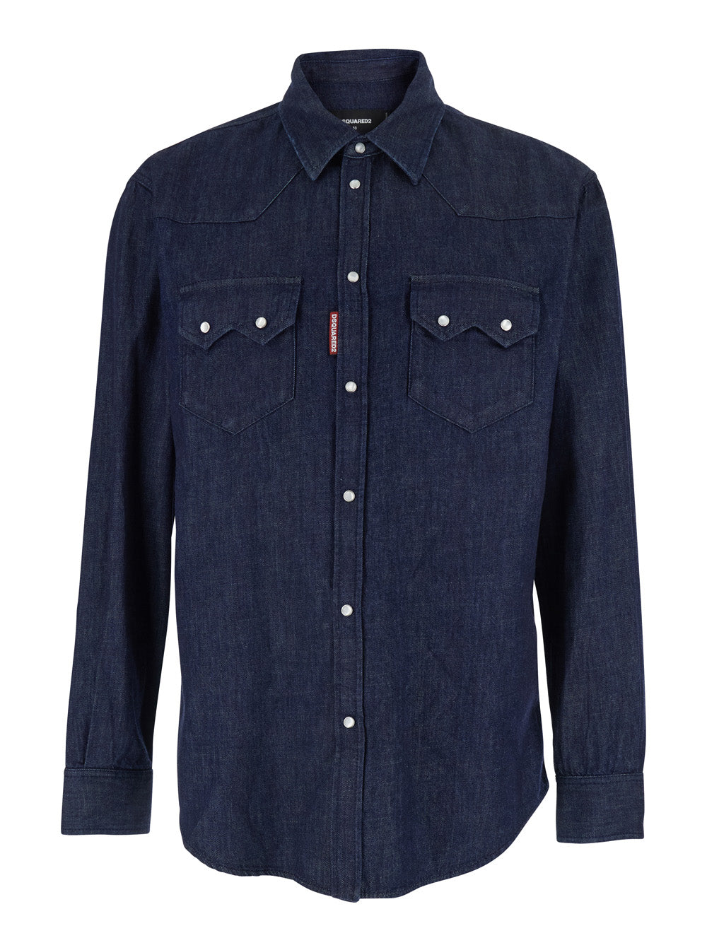 Dsquared2 Men Blue Denim Shirt With Classic Collar And Two Applied Pockets For Men DSQUARED2