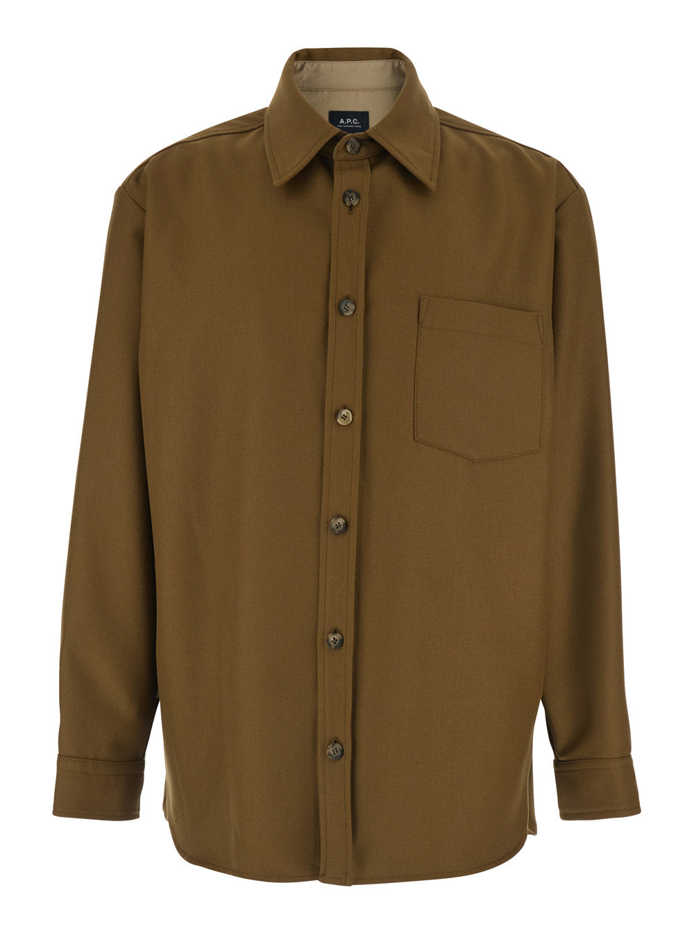 A.P.C. Men Brown Jacket With Classic Collar And Button Cuffs In Wool Blend Men