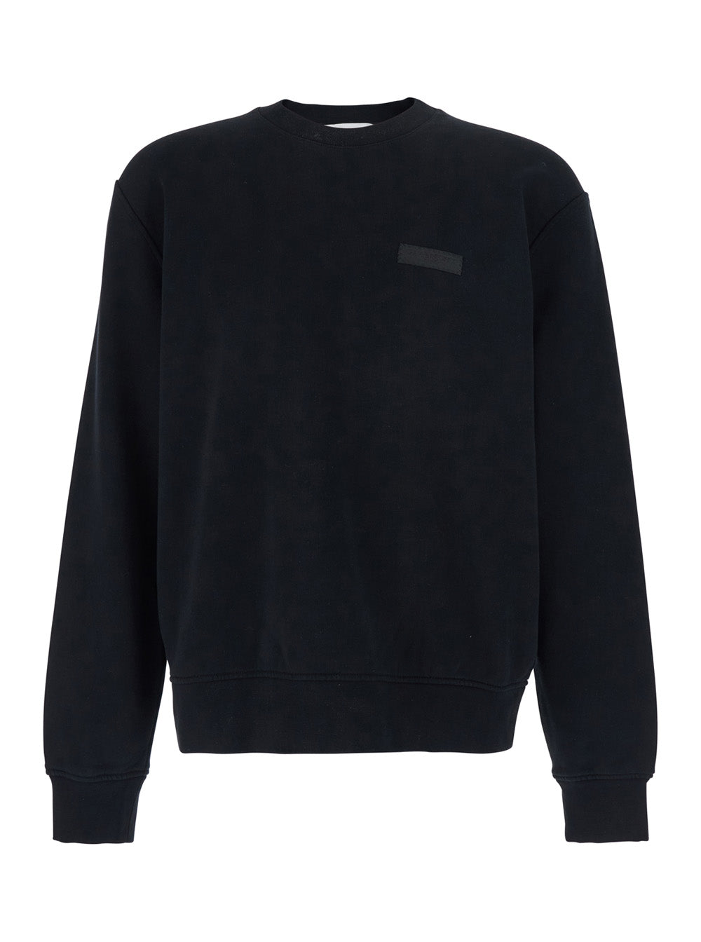 Givenchy Men Black Crewneck Sweatshirt With Logo Patch On The Front In  Cotton For Men GIVENCHY
