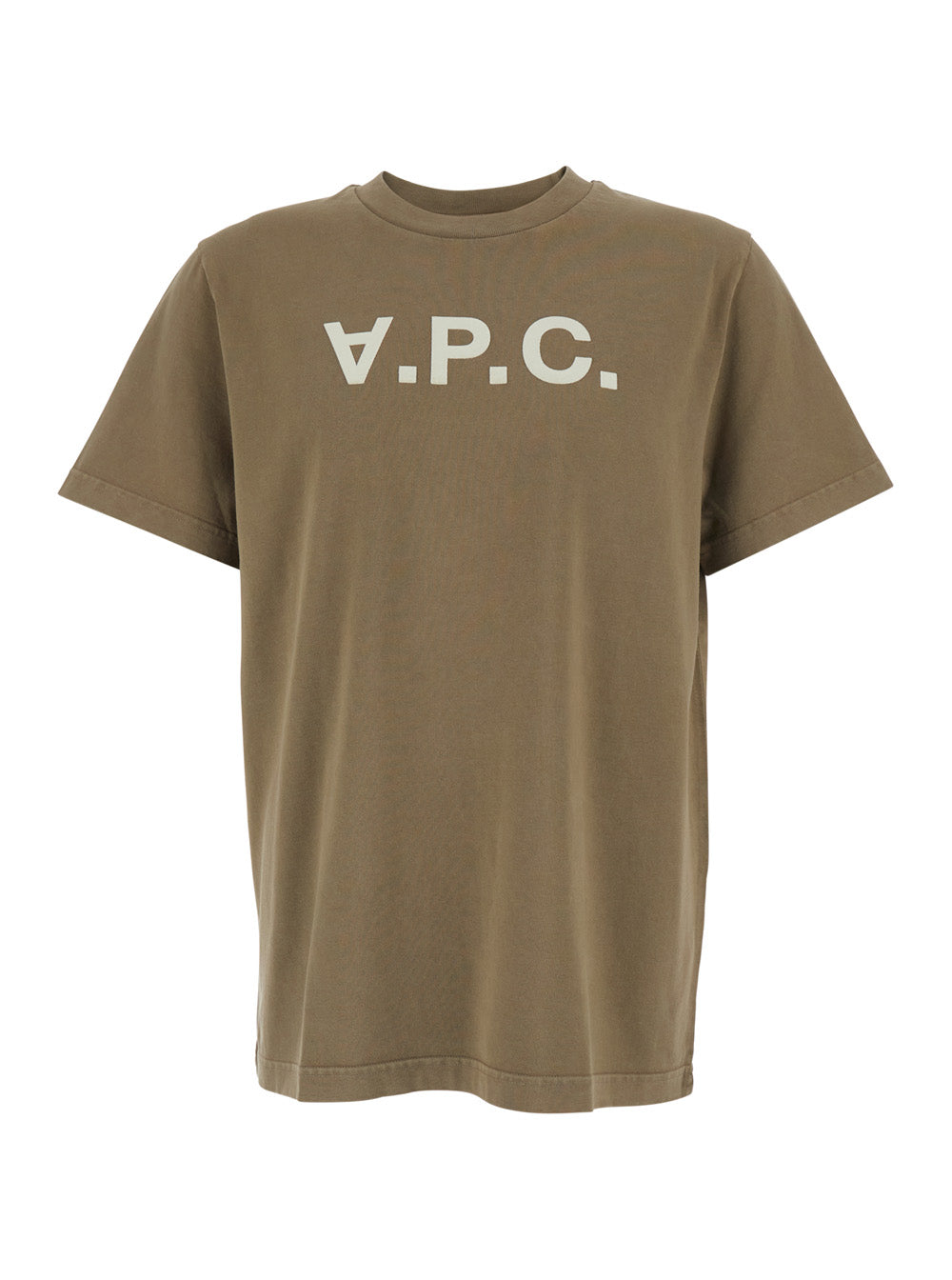 A.P.C. Men Brown Crew Neck T-Shirt With Logo Lettering On The Front In Cotton For Men A.P.C.