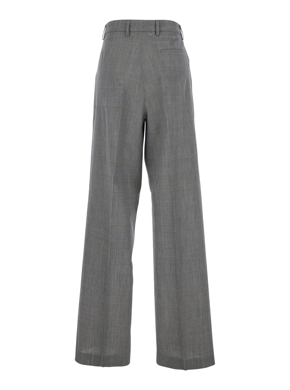 Golden Goose Women Grey Wide Leg Trousers With All-Over Prince Of Wales Print In Wool For Women GOLDEN GOOSE