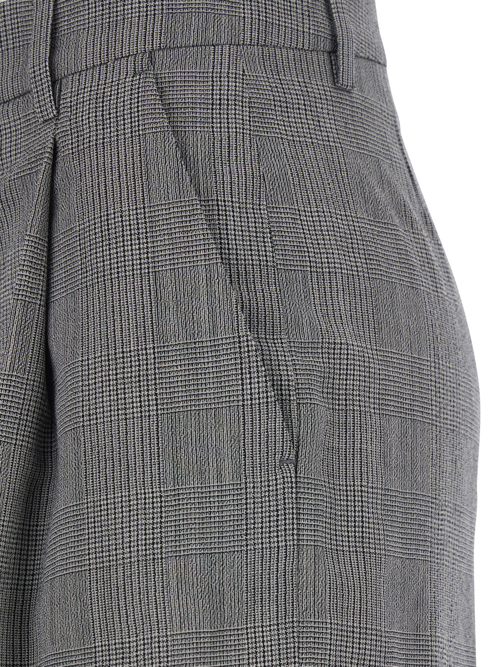 Golden Goose Women Grey Wide Leg Trousers With All-Over Prince Of Wales Print In Wool For Women GOLDEN GOOSE