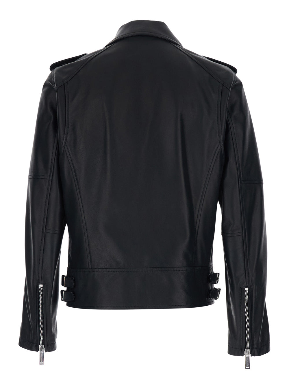 Dsquared2 Men Black Jacket With Three Zip Pockets In Leather For Men DSQUARED2