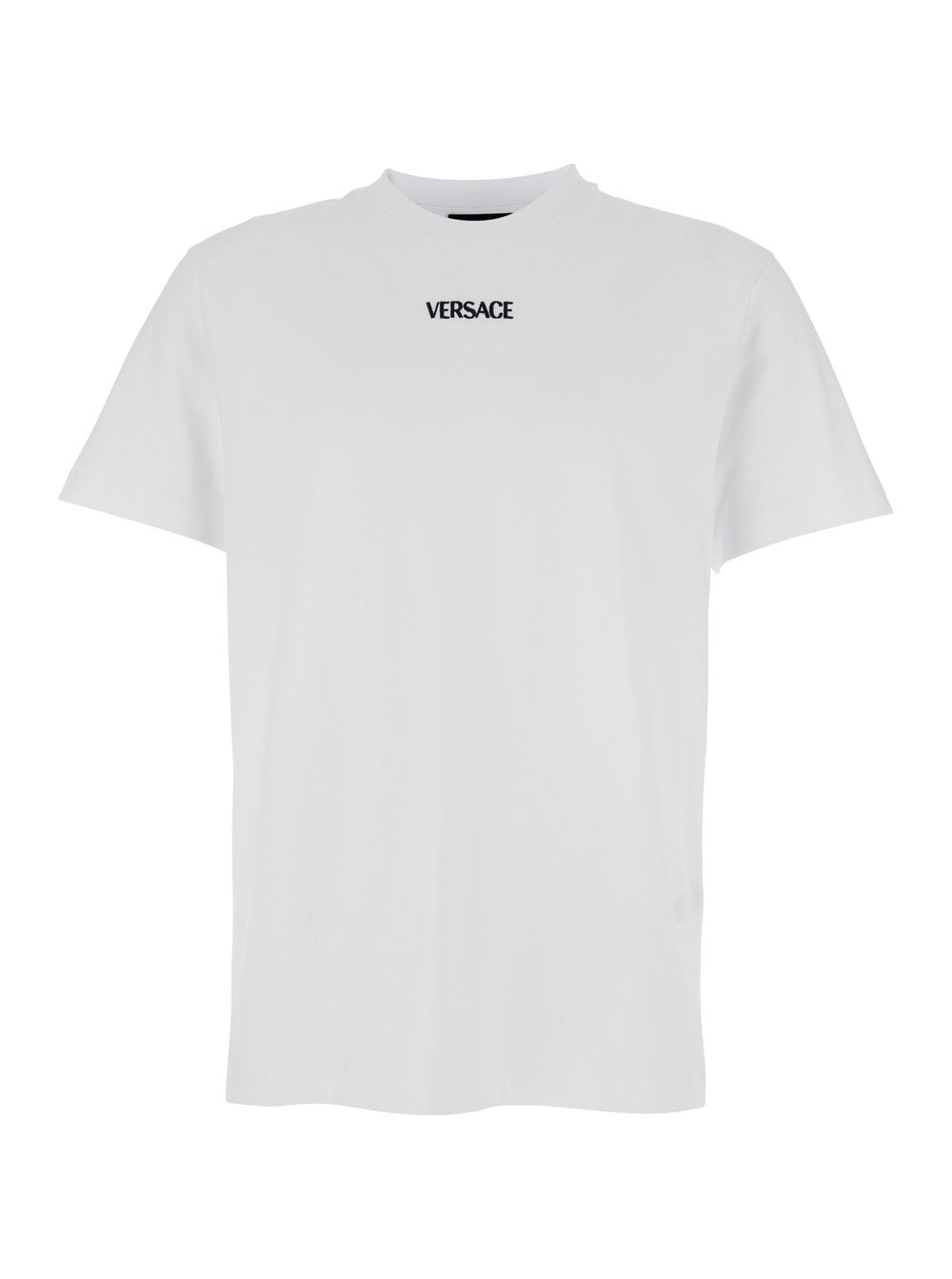Versace Men White T-Shirt With Lettering Logo On The Front In Cotton Man VERSACE