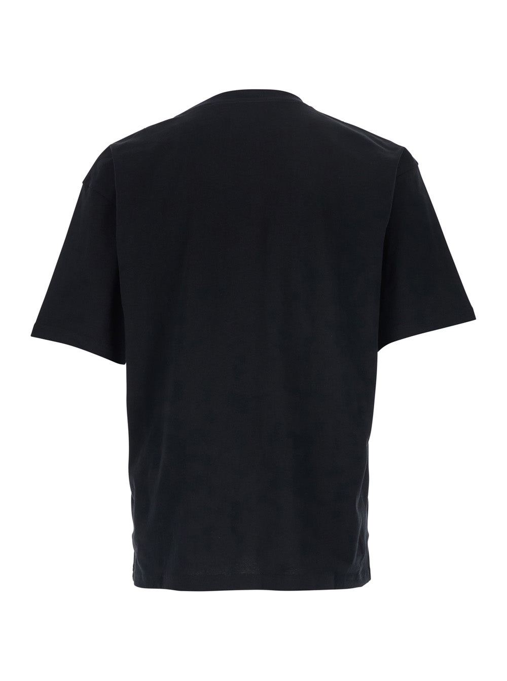 Valentino Men Black T-Shirt With Logo Print On The Front And Dropped Shoulders In Cotton For Men VALENTINO